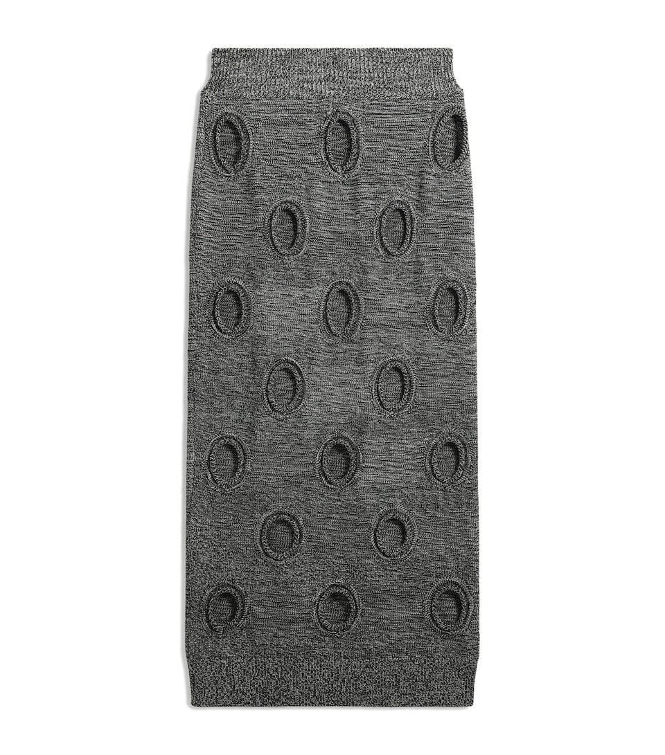 Schiaparelli Womens Knitted Polka-Dot Midi Skirt Grey