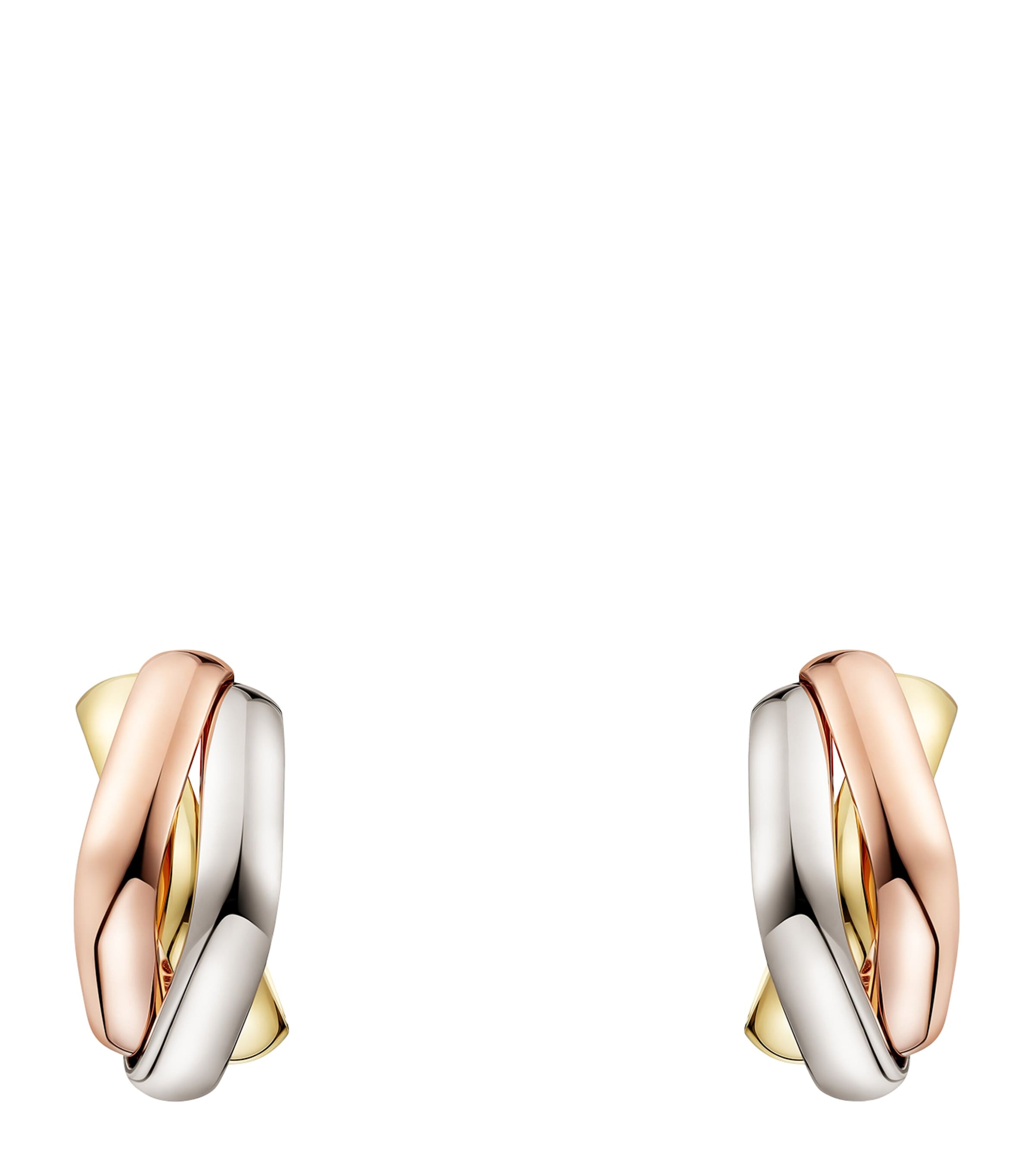 White, Rose and Yellow Gold Trinity Box Earrings