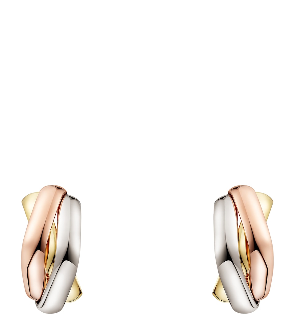 White, Rose and Yellow Gold Trinity Box Earrings