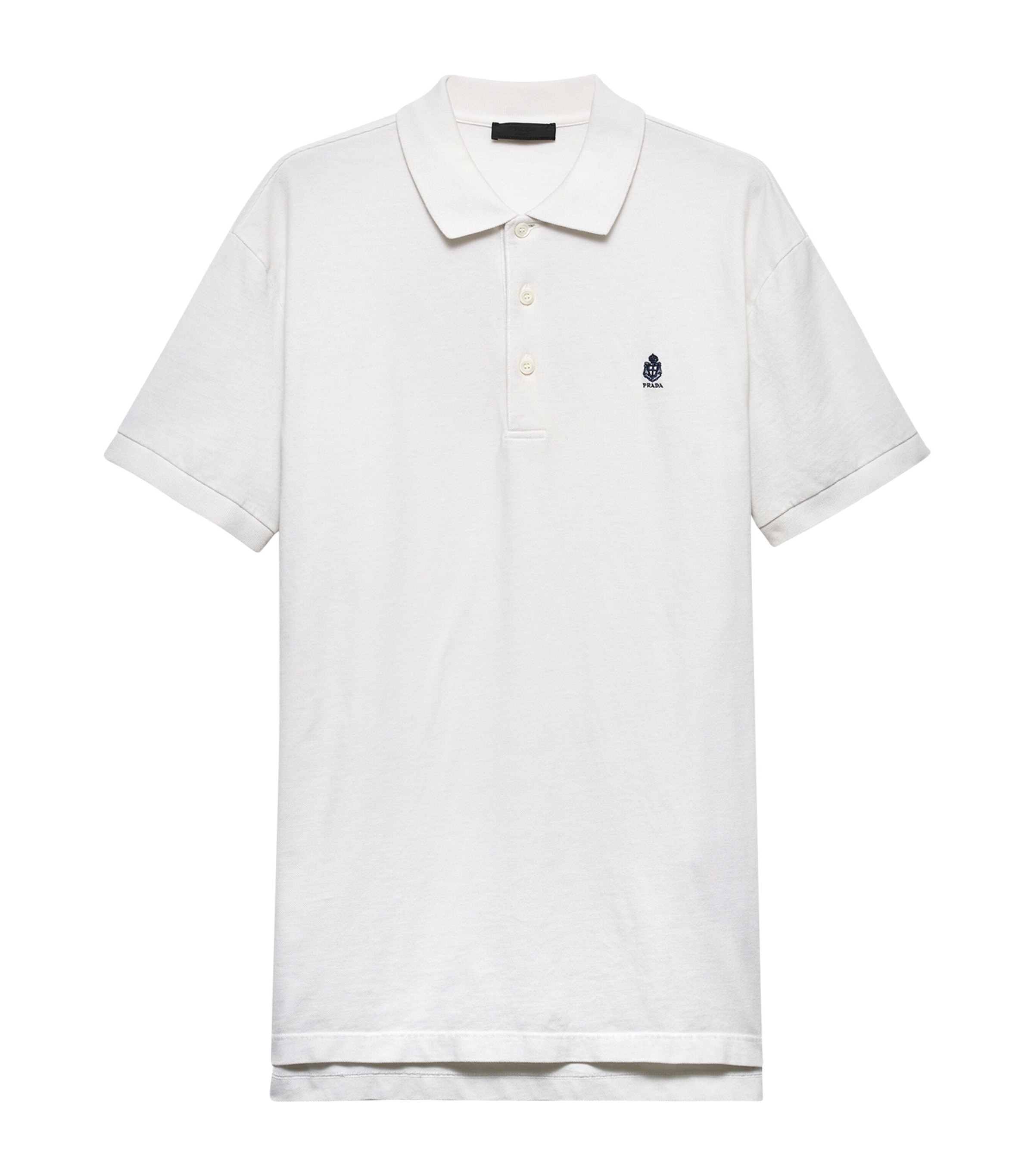 Prada Mens Garment-Dyed Cotton Slim Polo Shirt Neutral