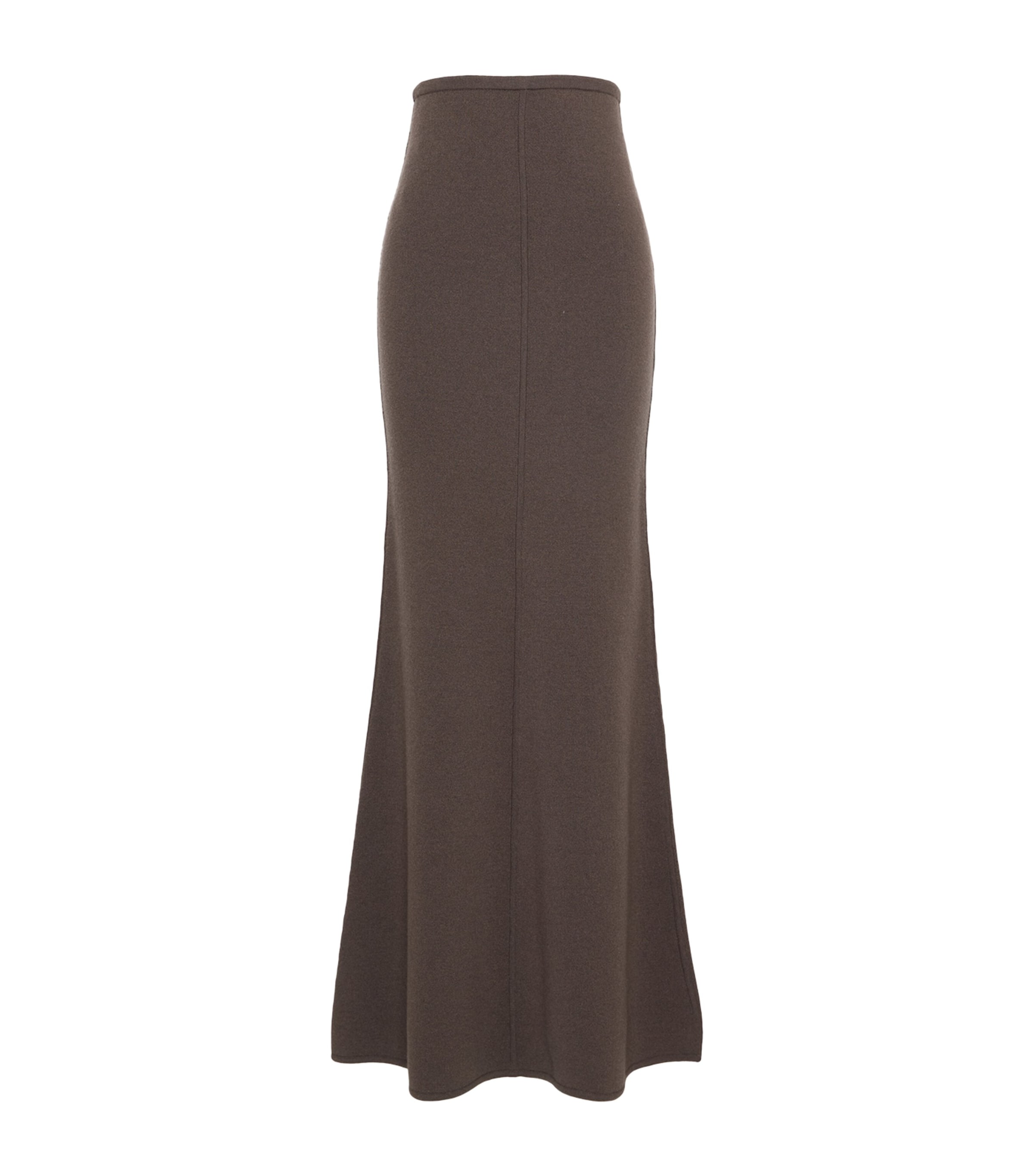 Max Mara Womens Virgin Wool-Cashmere Knitted Maxi Skirt Mud