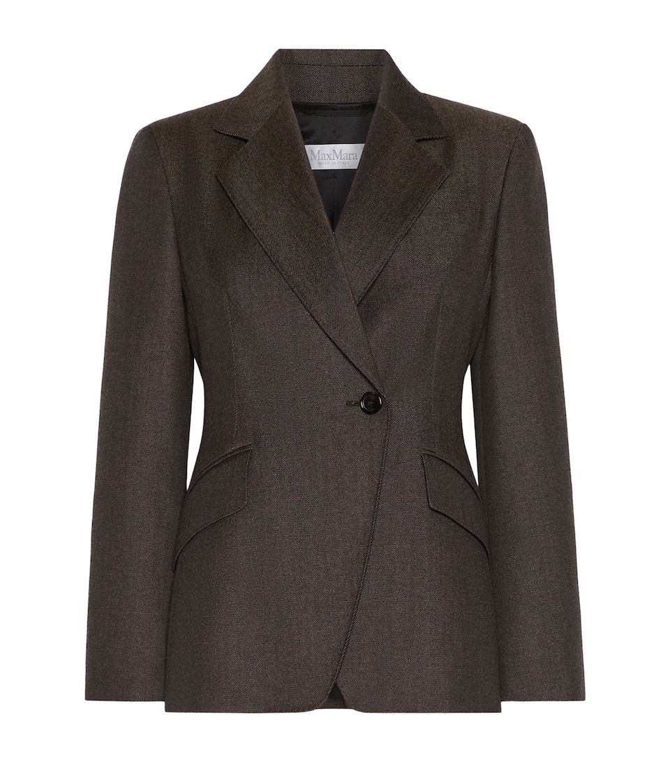 Max Mara Womens Wool Diagonal-Front Blazer Black