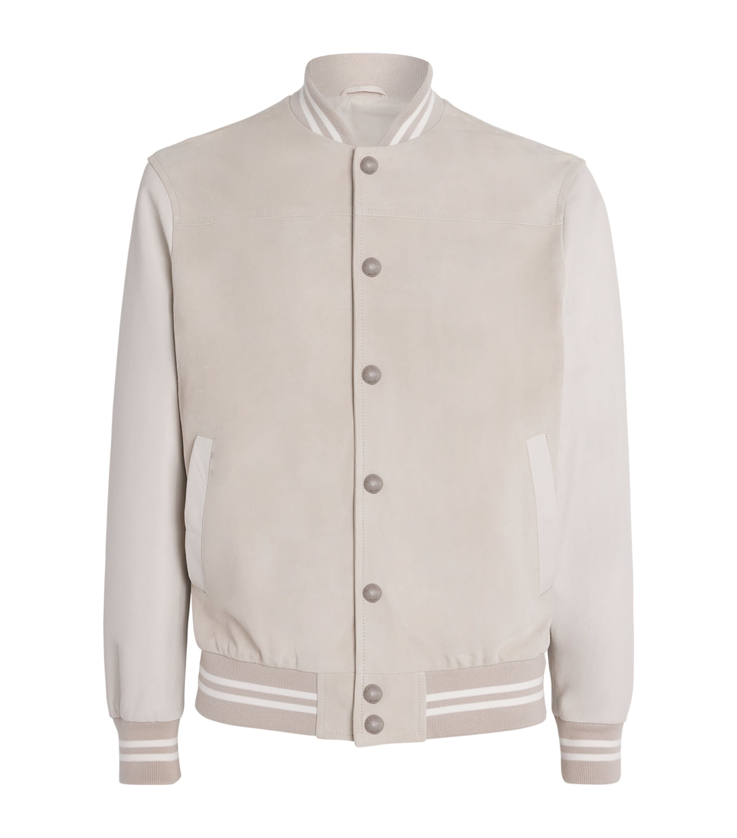 Eleventy Mens Suede Giubbino Bomber Jacket Sabbia E Avorio