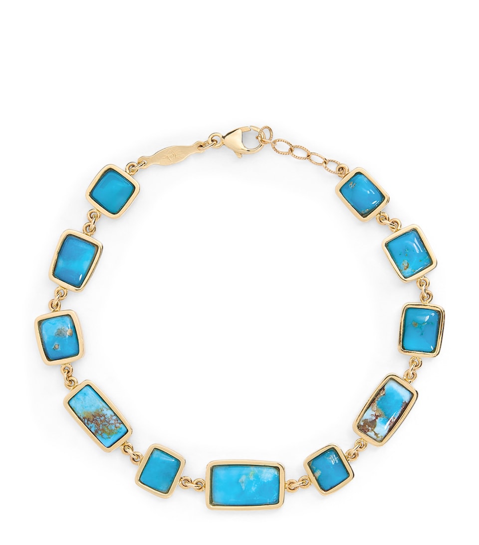 Yellow Gold and Turquoise Bezel Bracelet