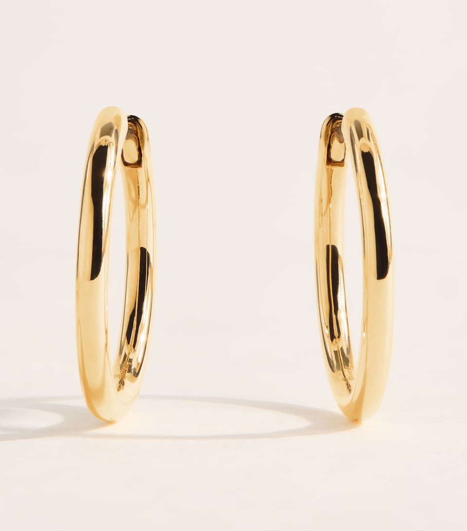 Harrods Medium Yellow Gold Huggie Earrings Yellow Gold