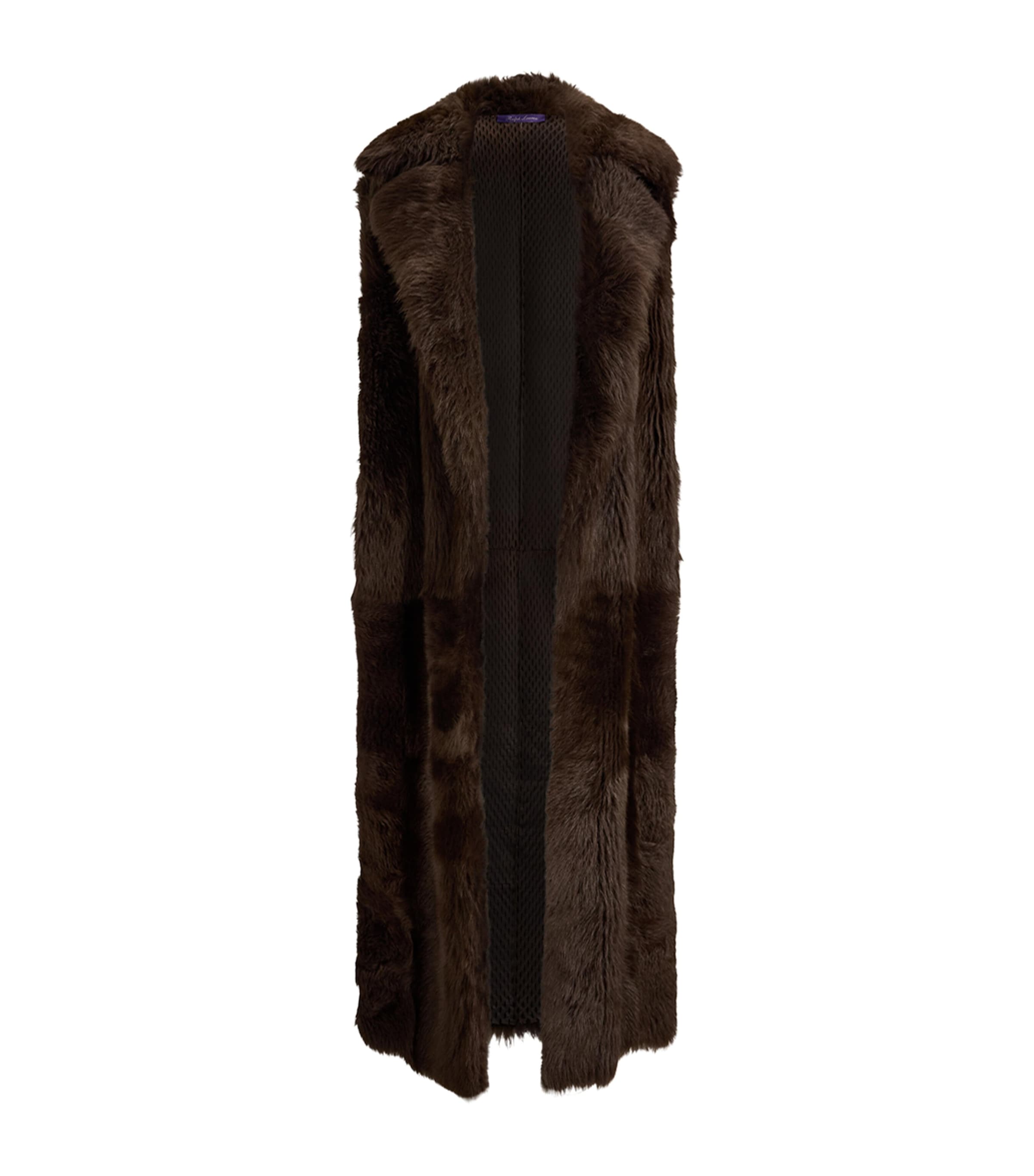 Ralph Lauren Collection Womens Shearling Corinne Gilet Luggage Brown