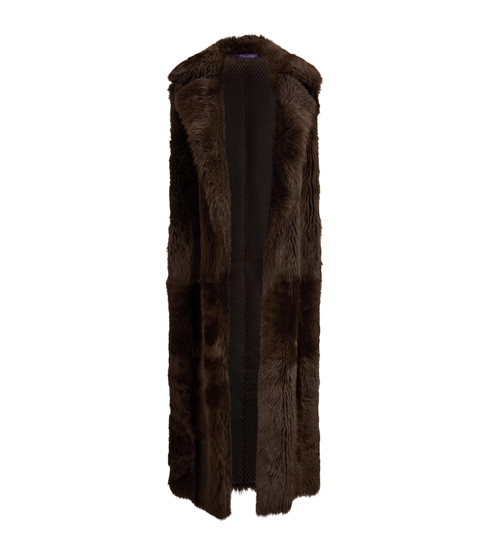 Ralph Lauren Collection Womens Shearling Corinne Gilet Luggage Brown