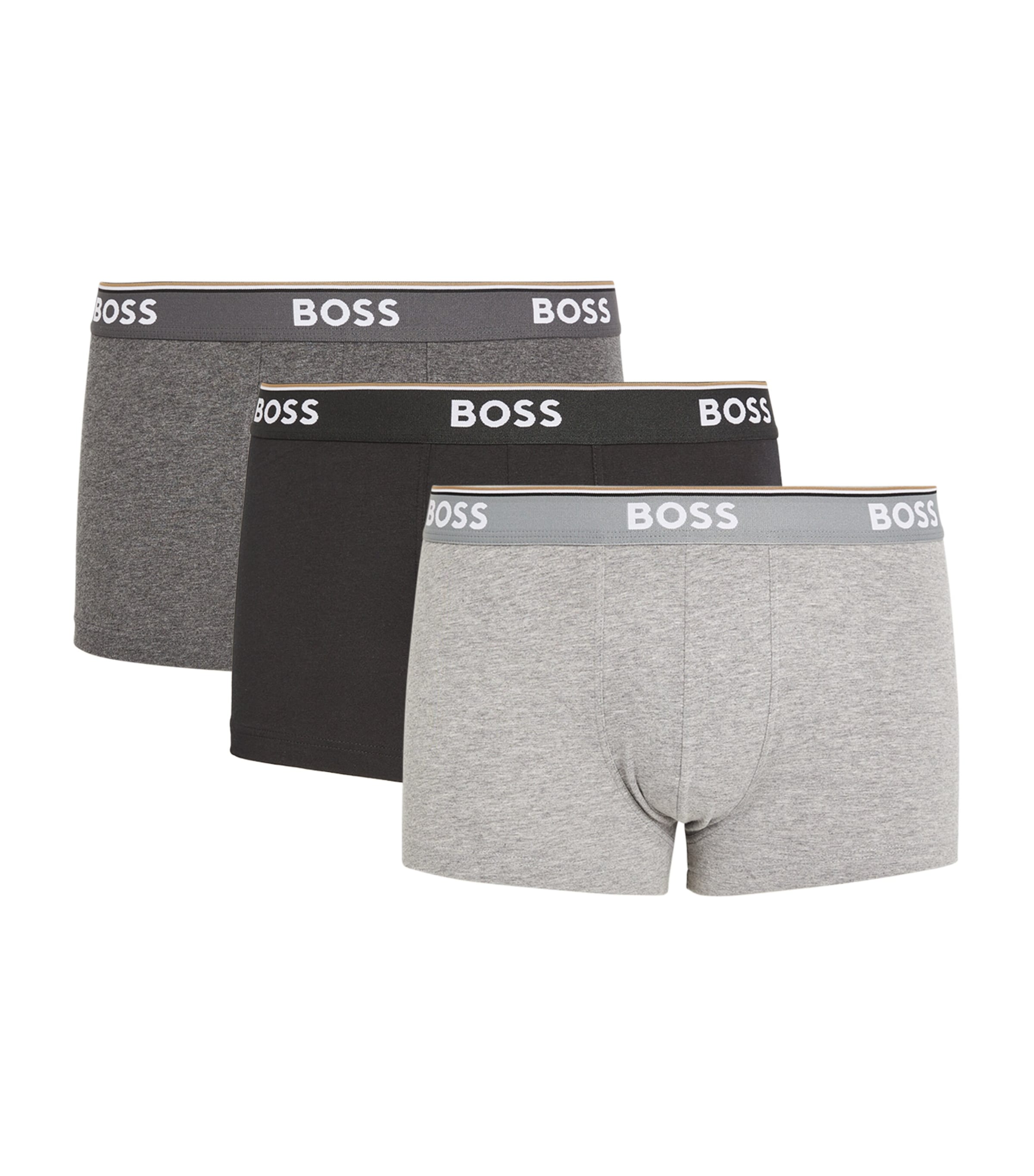 BOSS Mens Stretch-Cotton Logo Trunks (Pack of 3) Multi