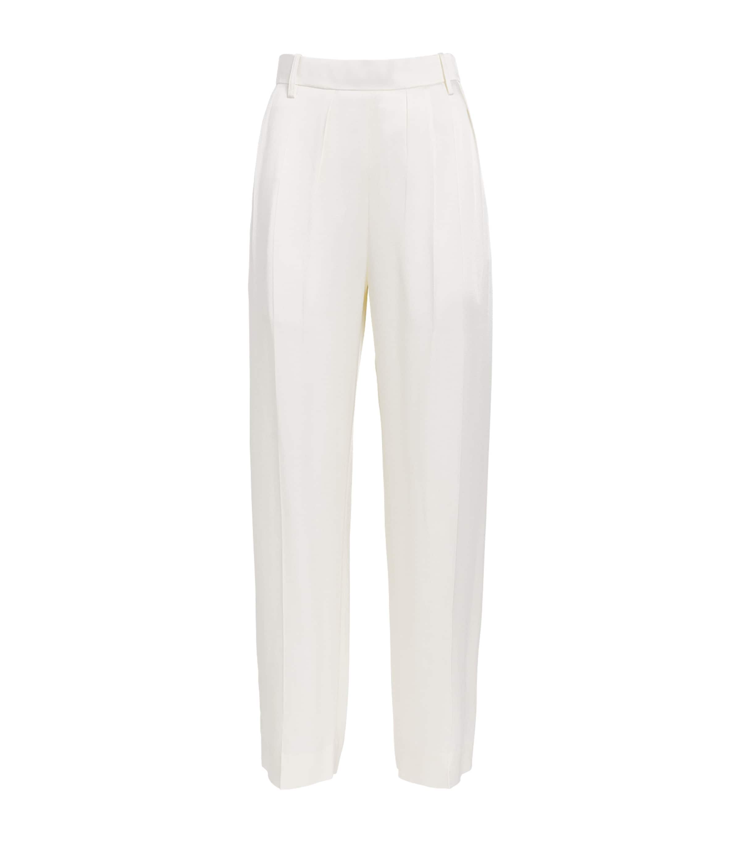 Victoria Beckham Womens Satin Crepe Straight Tailored Trousers Ivory
