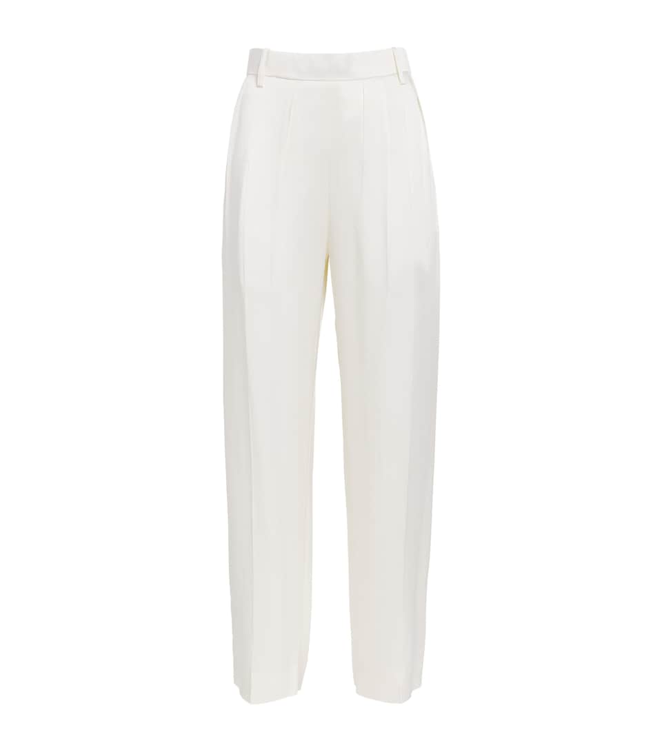 Victoria Beckham Womens Satin Crepe Straight Tailored Trousers Ivory