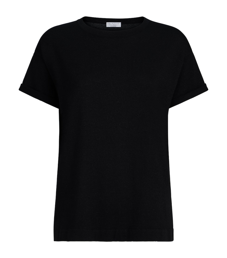 Brunello Cucinelli Womens Cashmere-Blend Sparkling T-Shirt