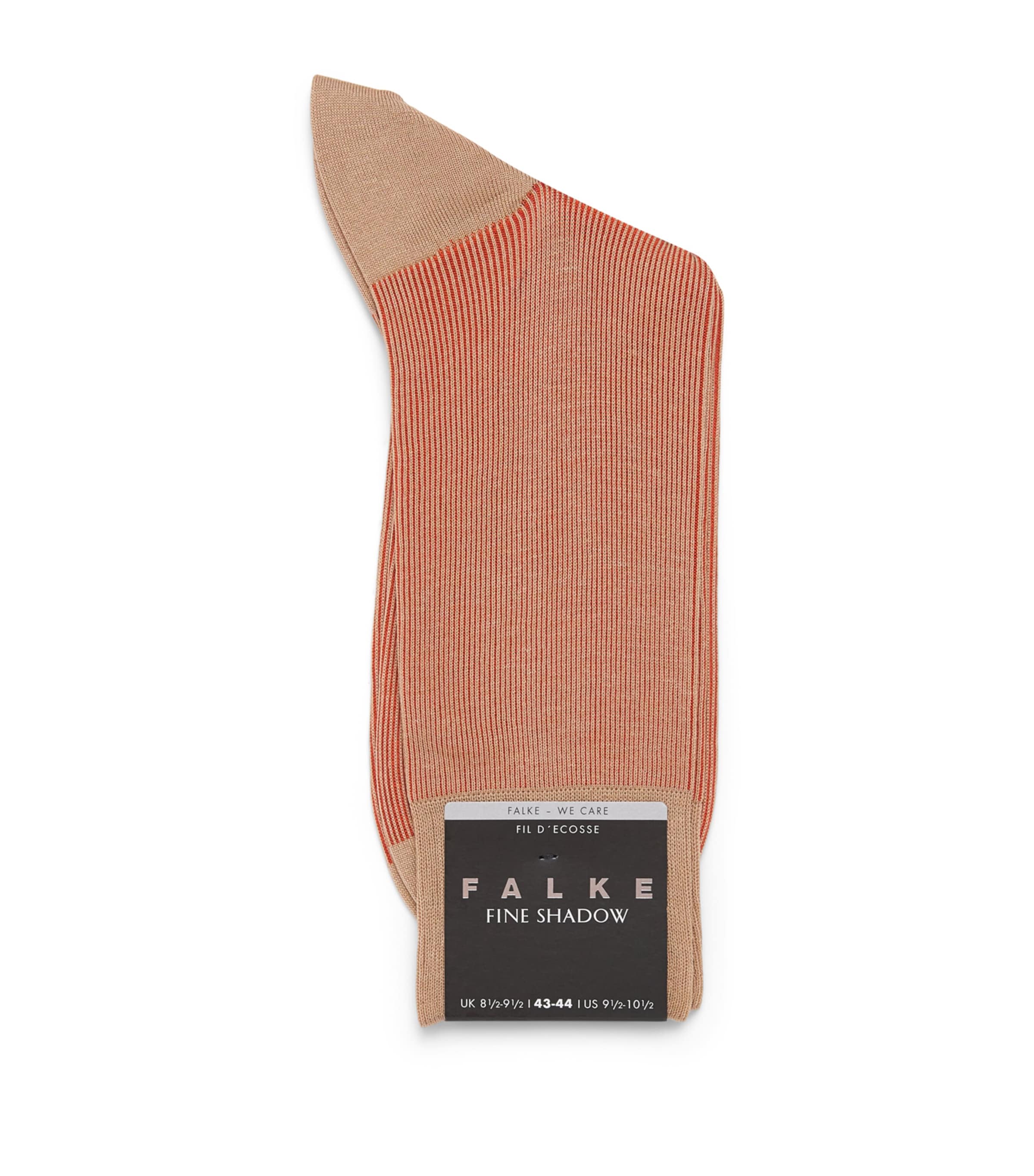 Falke Mens Cotton-Blend Fine Shadow Socks Sesame