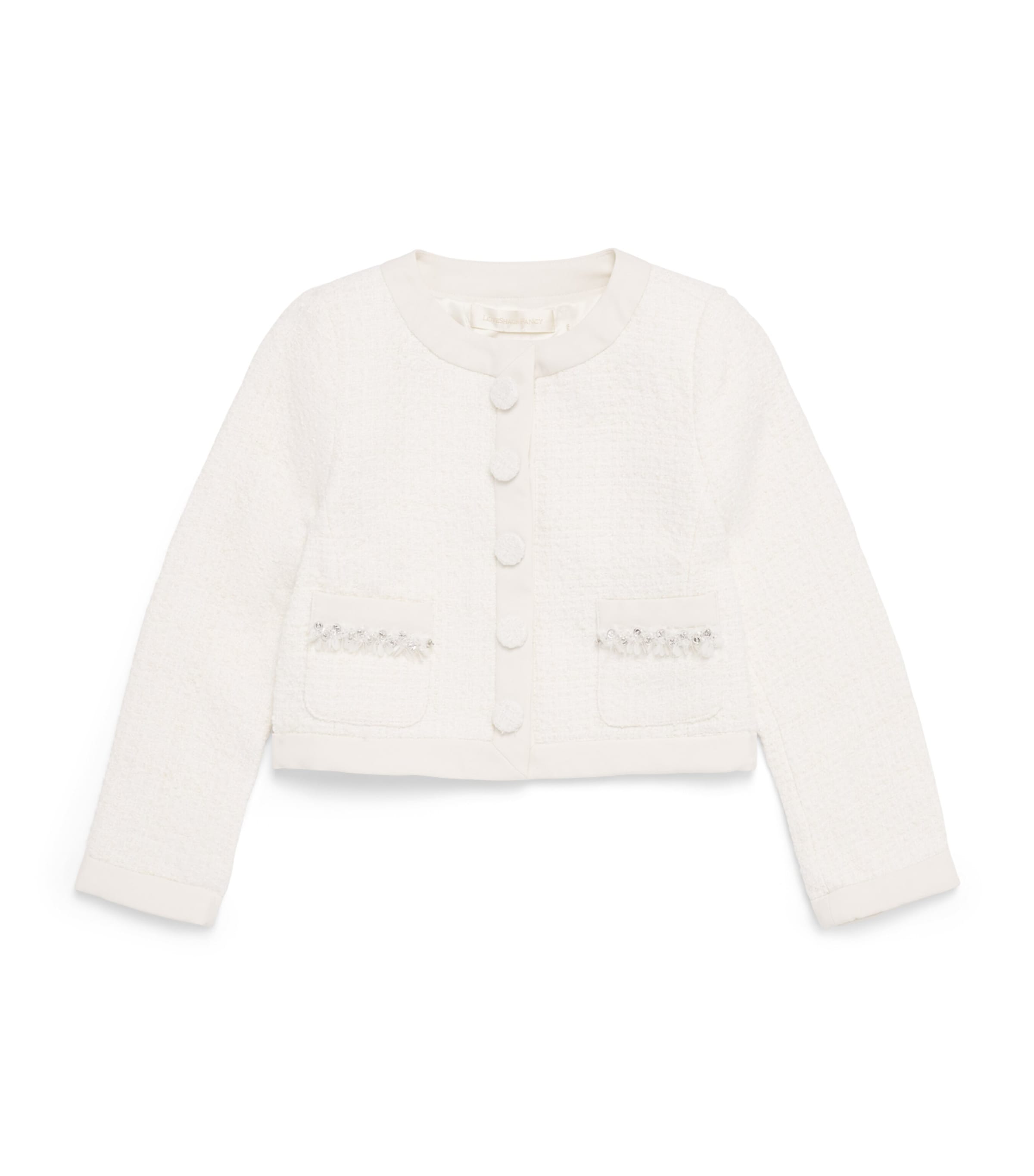 LoveShackFancy Embellished Tweed Alphie Jacket (2-6 Years) Ivmst Ivory Mist
