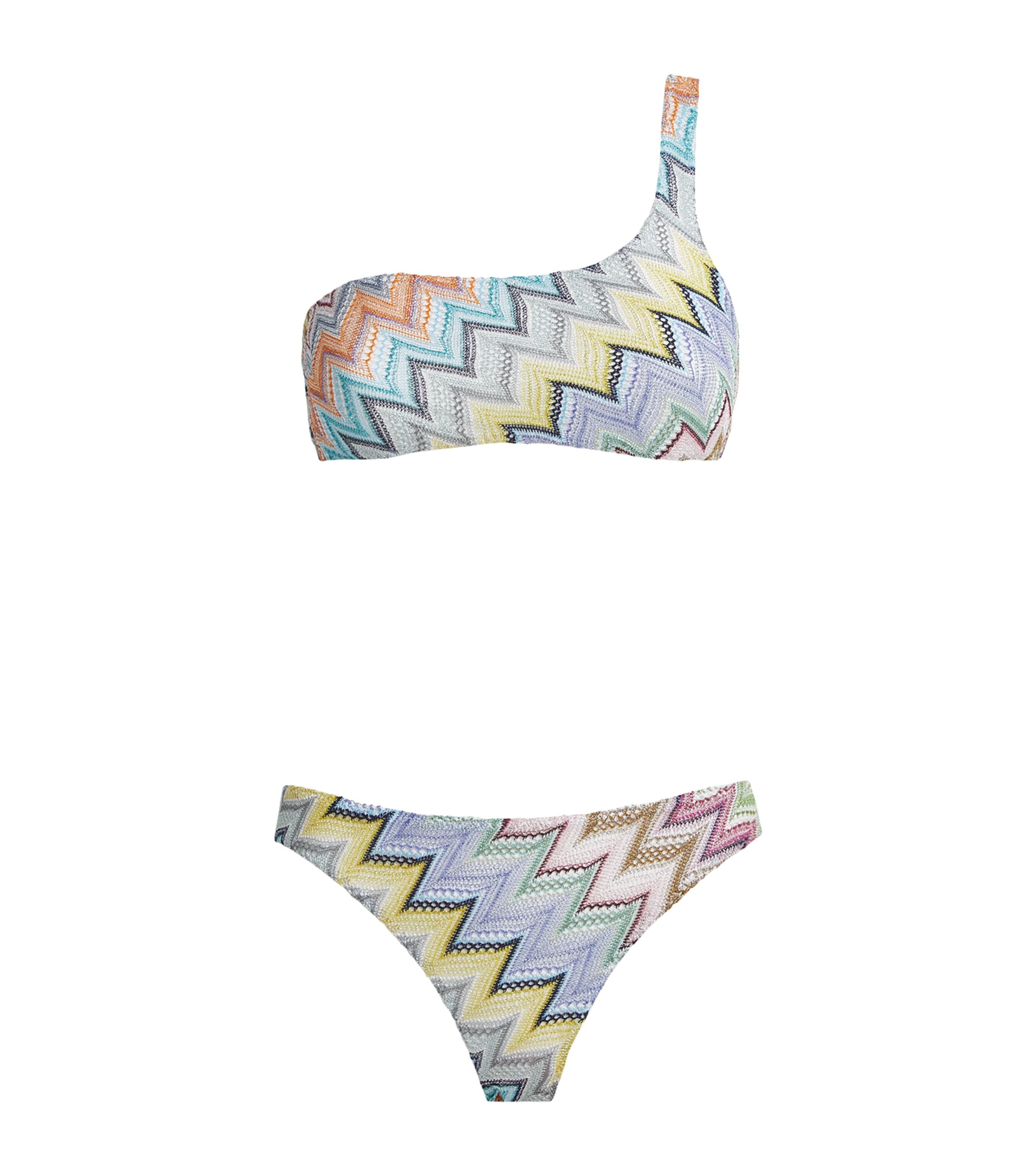 Missoni Womens One-Shoulder Zigzag Bikini Smsor Multicolor