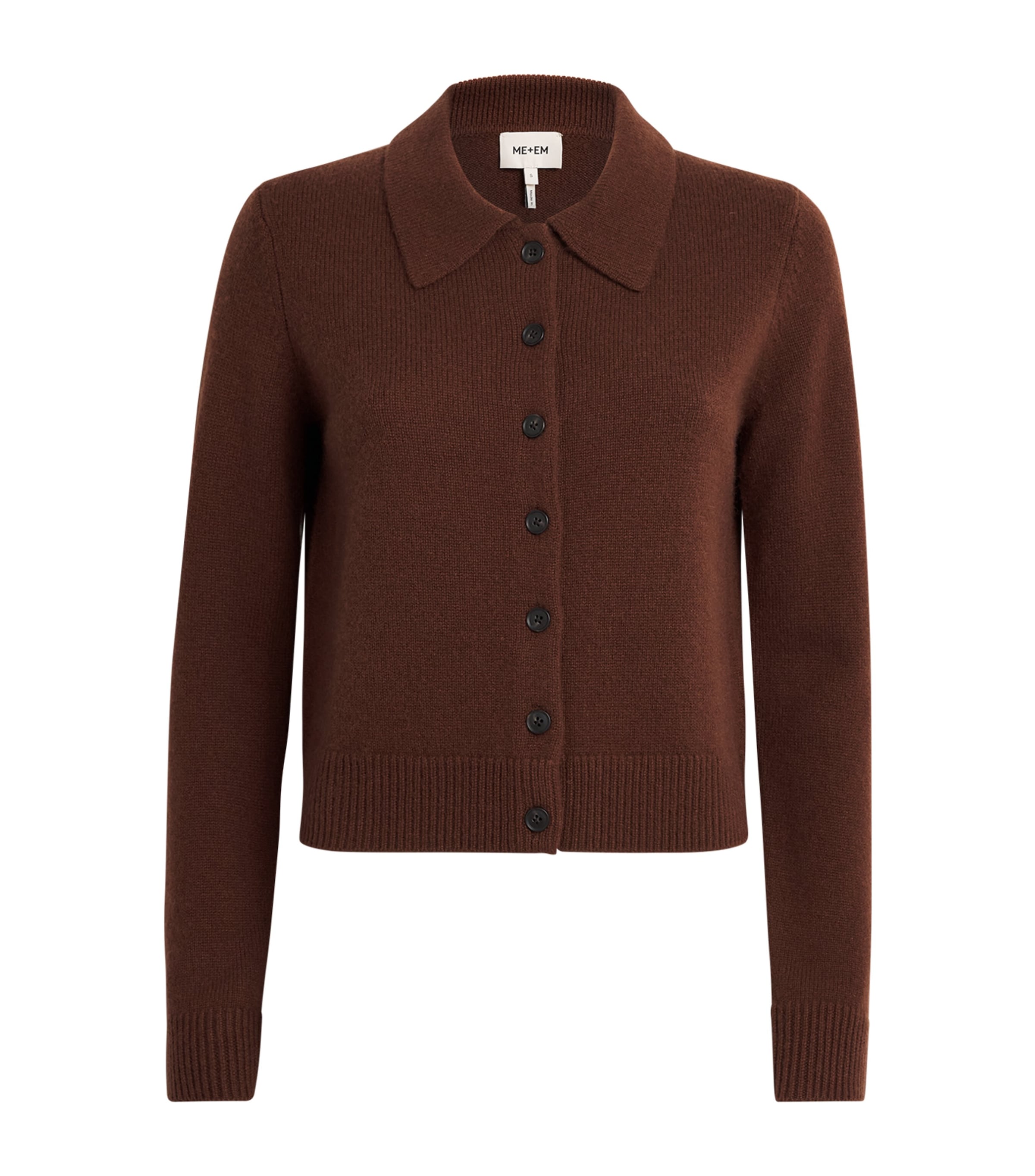 ME+EM Womens Cashmere Straight Cardigan Pecan Brown
