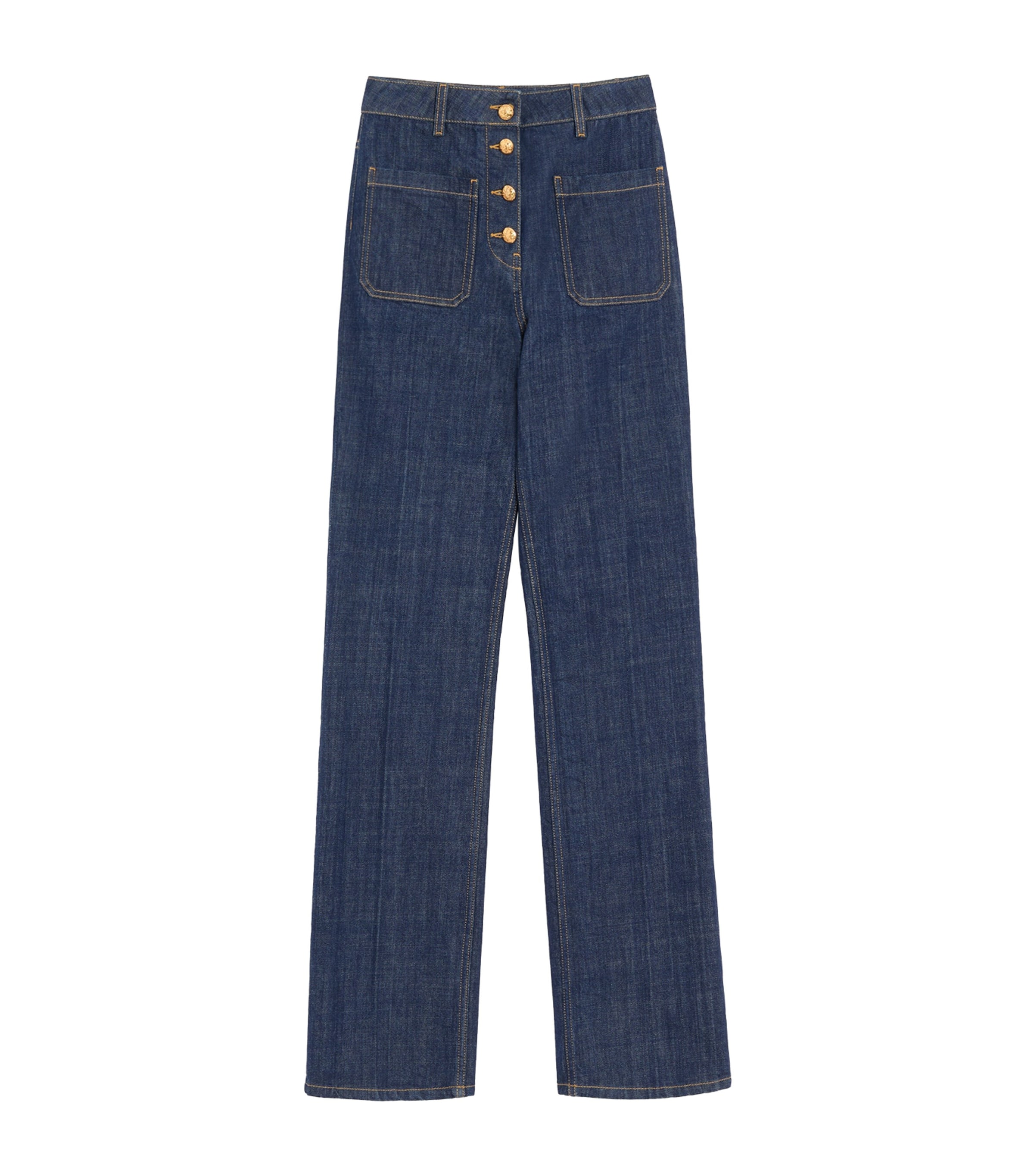 Valentino Womens Patch Pocket High-Rise Jeans
