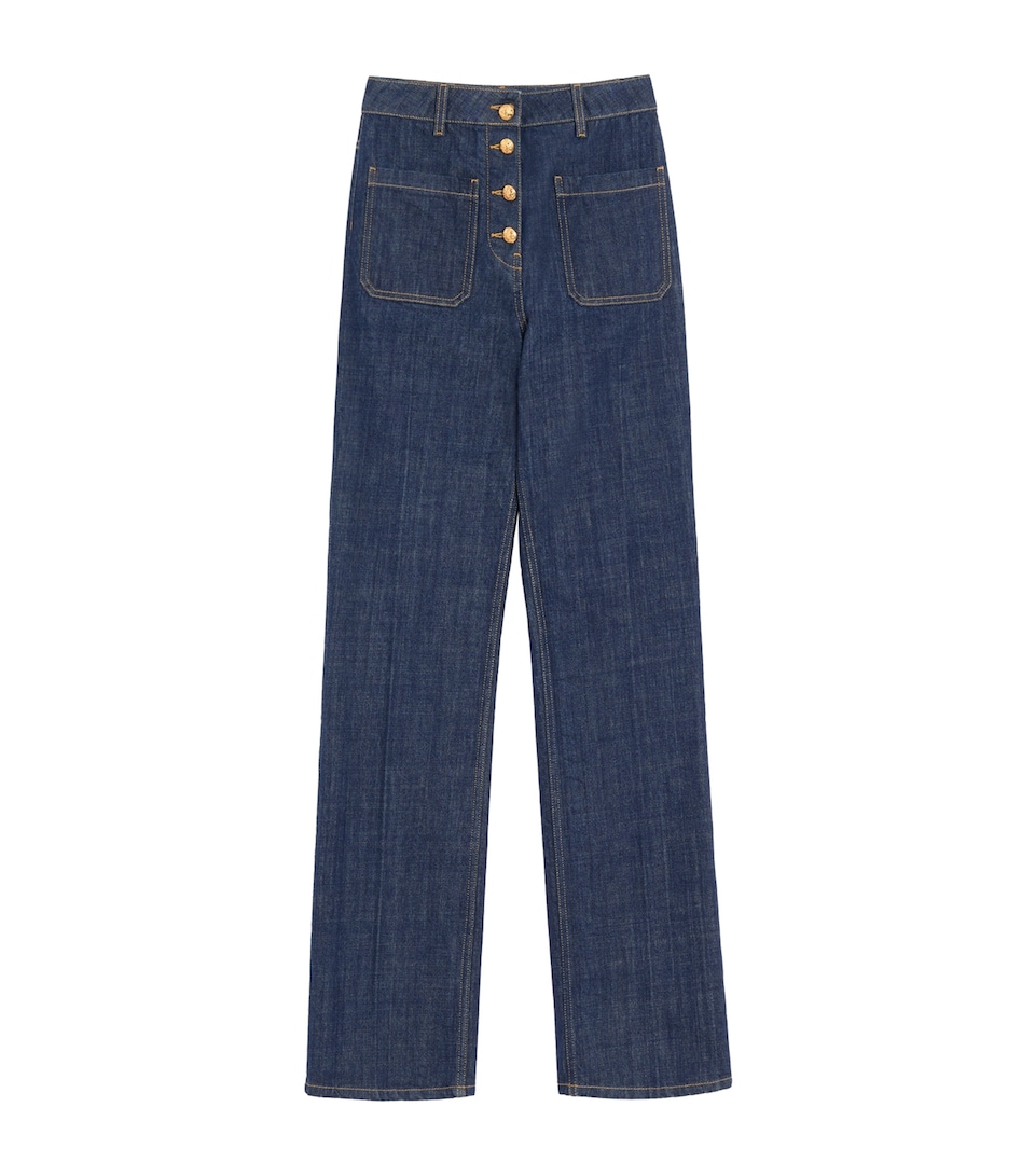 Valentino Womens Patch Pocket High-Rise Jeans