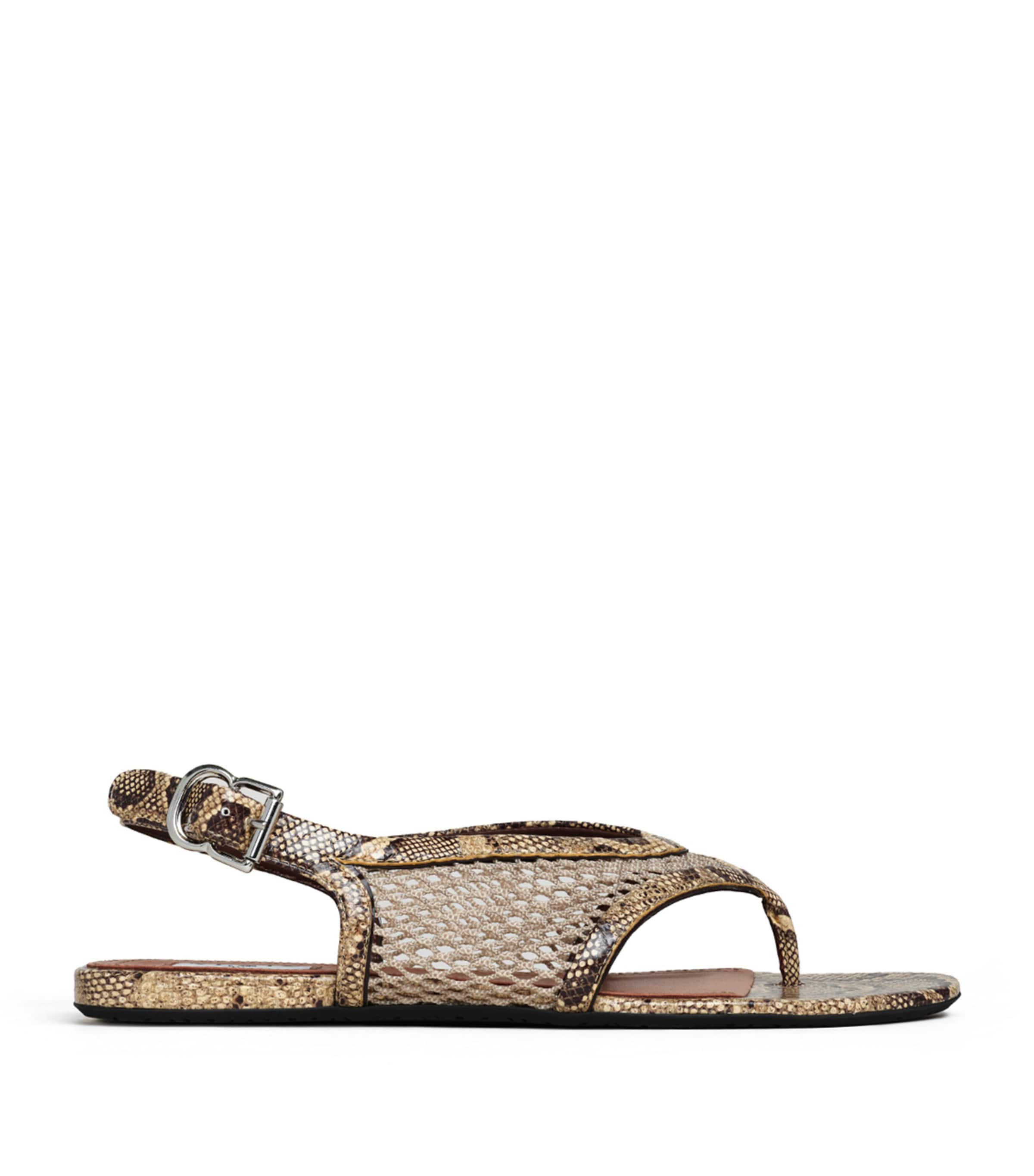 Alaïa Python-Effect Thong Sandals Honey