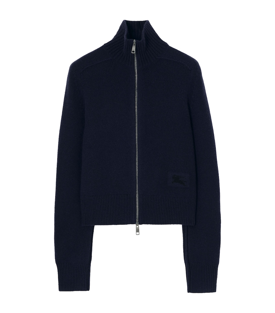 Burberry Womens Cashmere-Blend Zip-Up Jacket Silhouette Blue