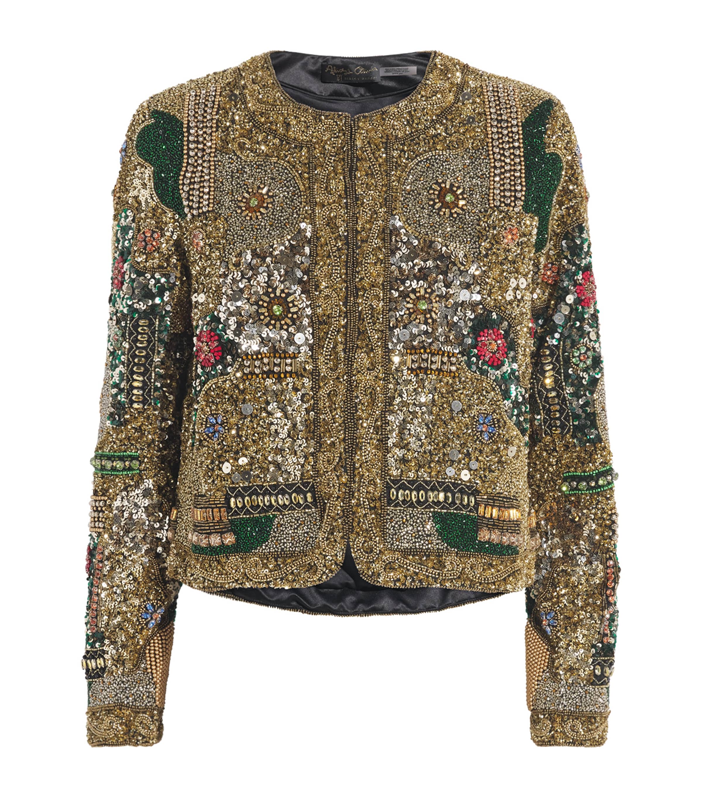 Alice+Olivia Womens Embellished Kidma Jacket Gold/multi