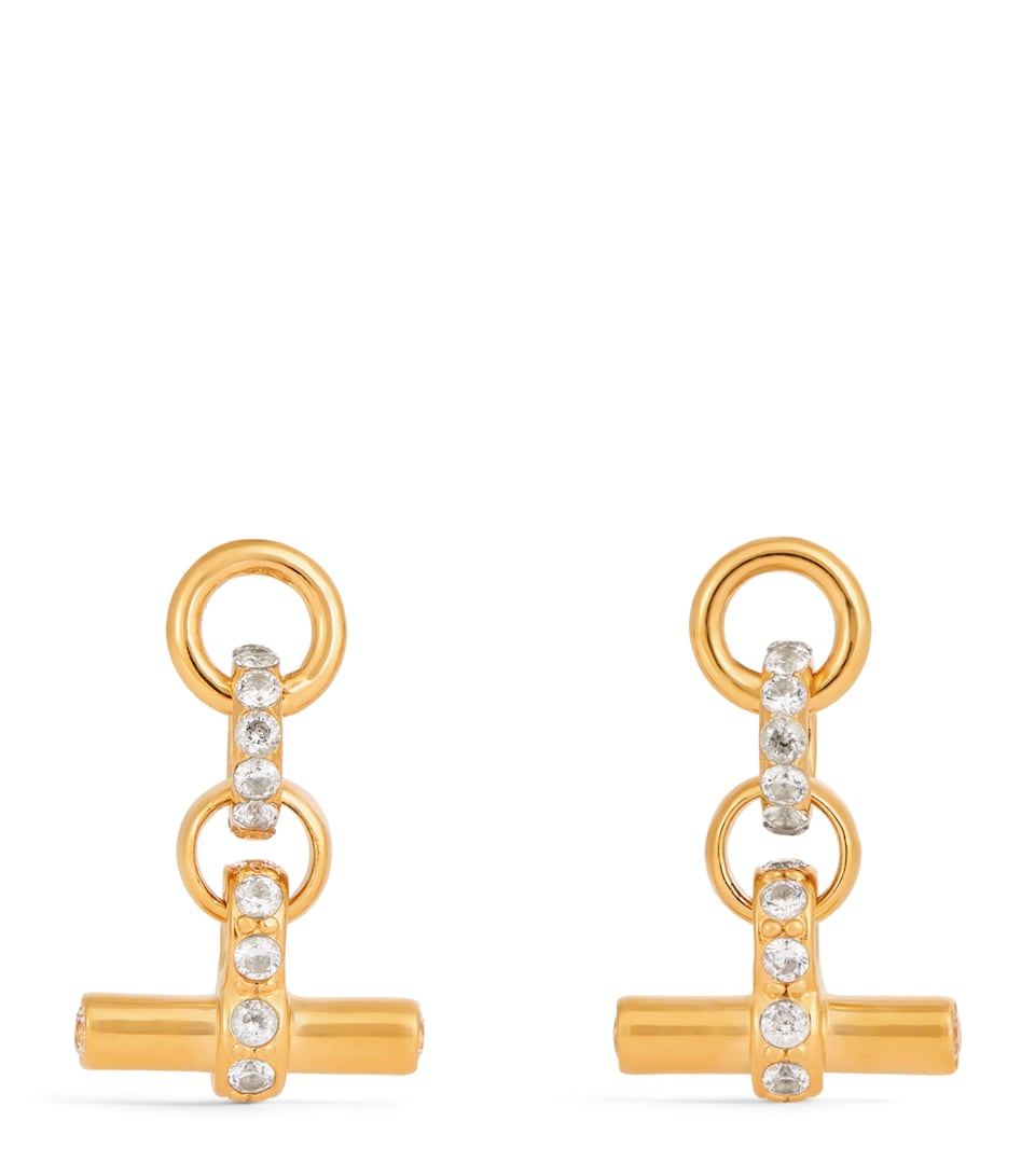 Gold-Plated Crystal T-Bar Earrings