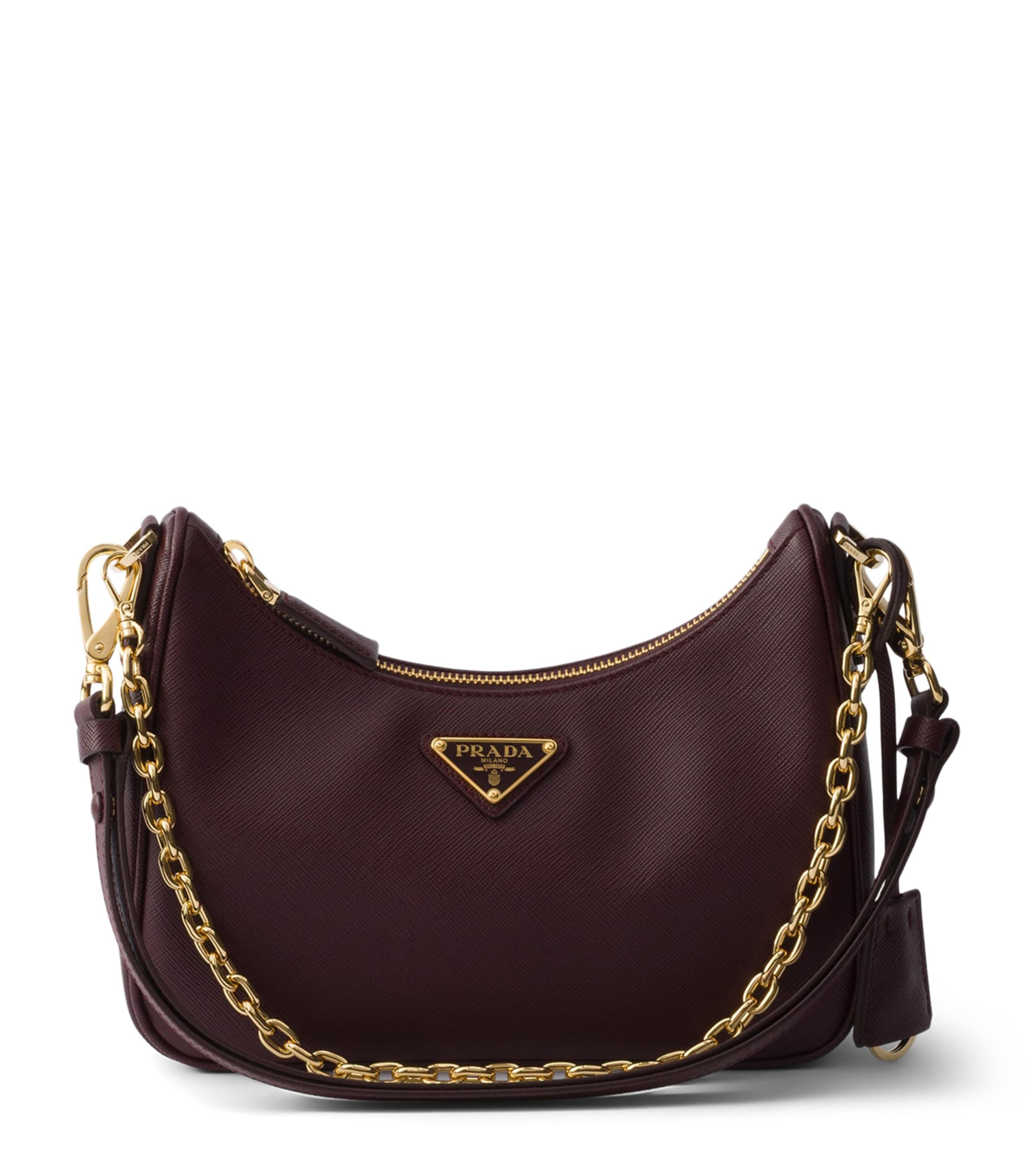 Prada Mini Saffiano Leather Re-Edition Shoulder Bag Burgundy
