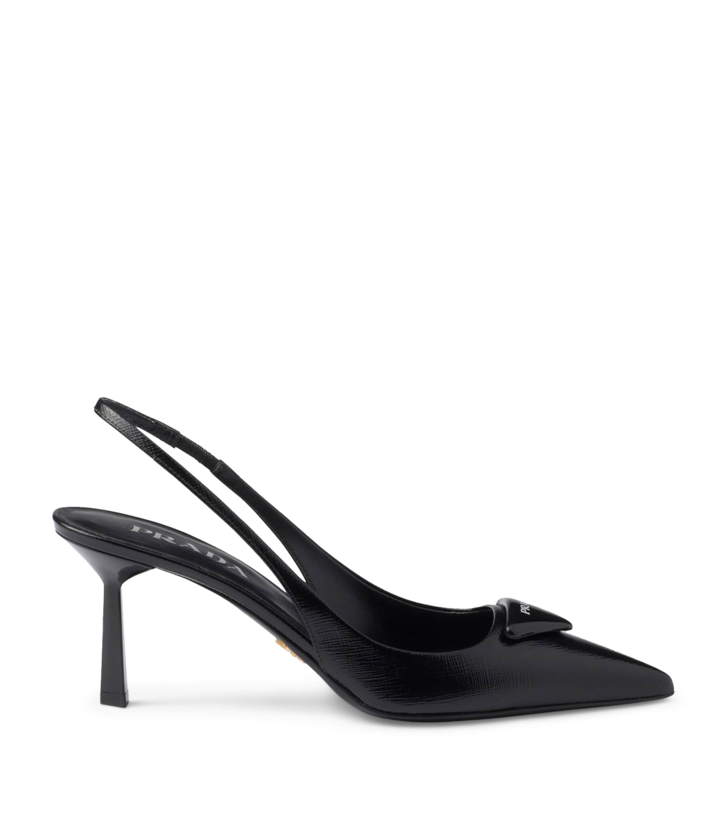 Saffiano Leather Slingback Pumps 75