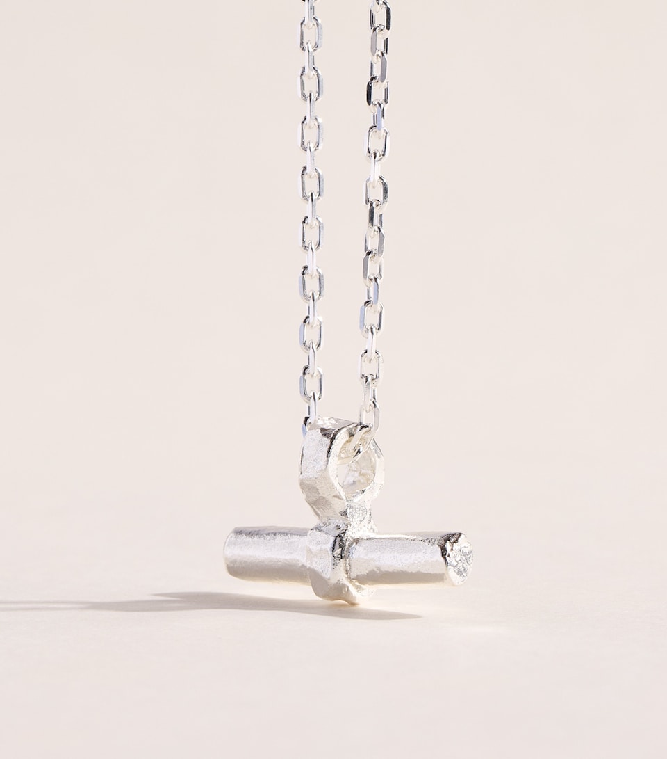 THE OUZE Sterling Silver T-Bar Necklace Silver