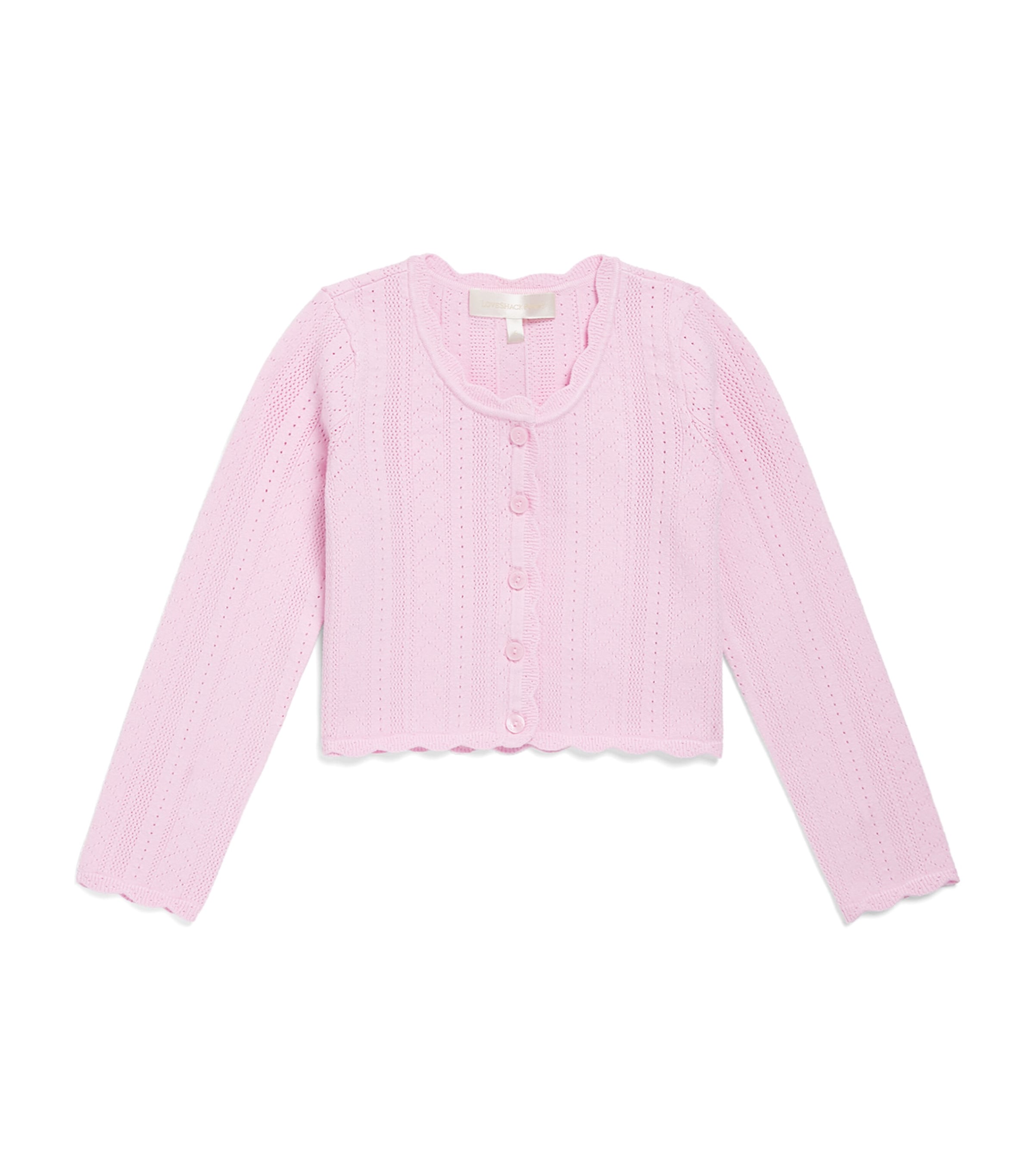 LoveShackFancy Pointelle Gemma Cardigan (7-14 Years) Cfspkcndy Floss Pnk