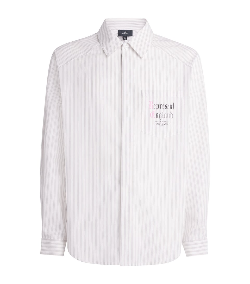 Represent Mens Cotton Pinstripe Shirt Flat White