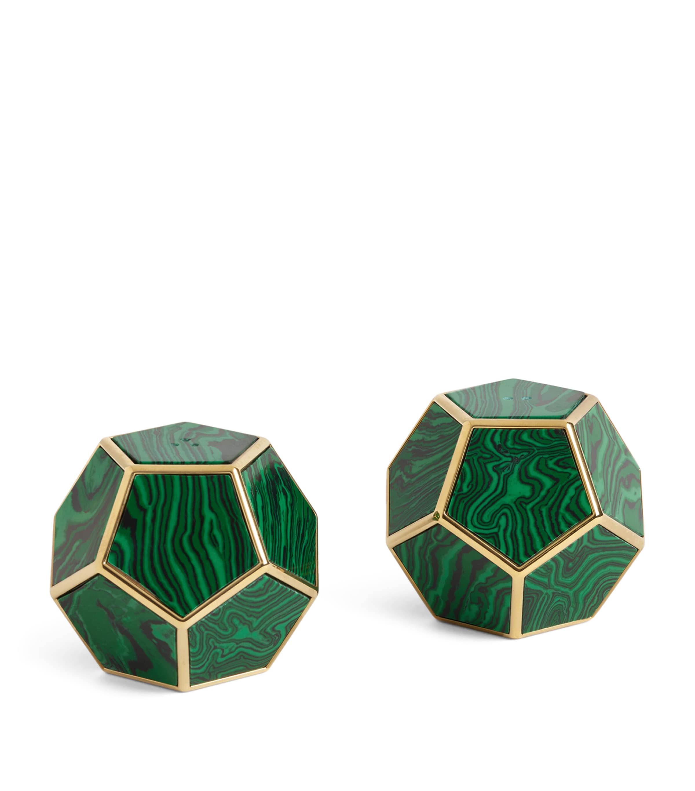 L'Objet Set of 2 Malachite Pentagon Spice Jewels Malachite