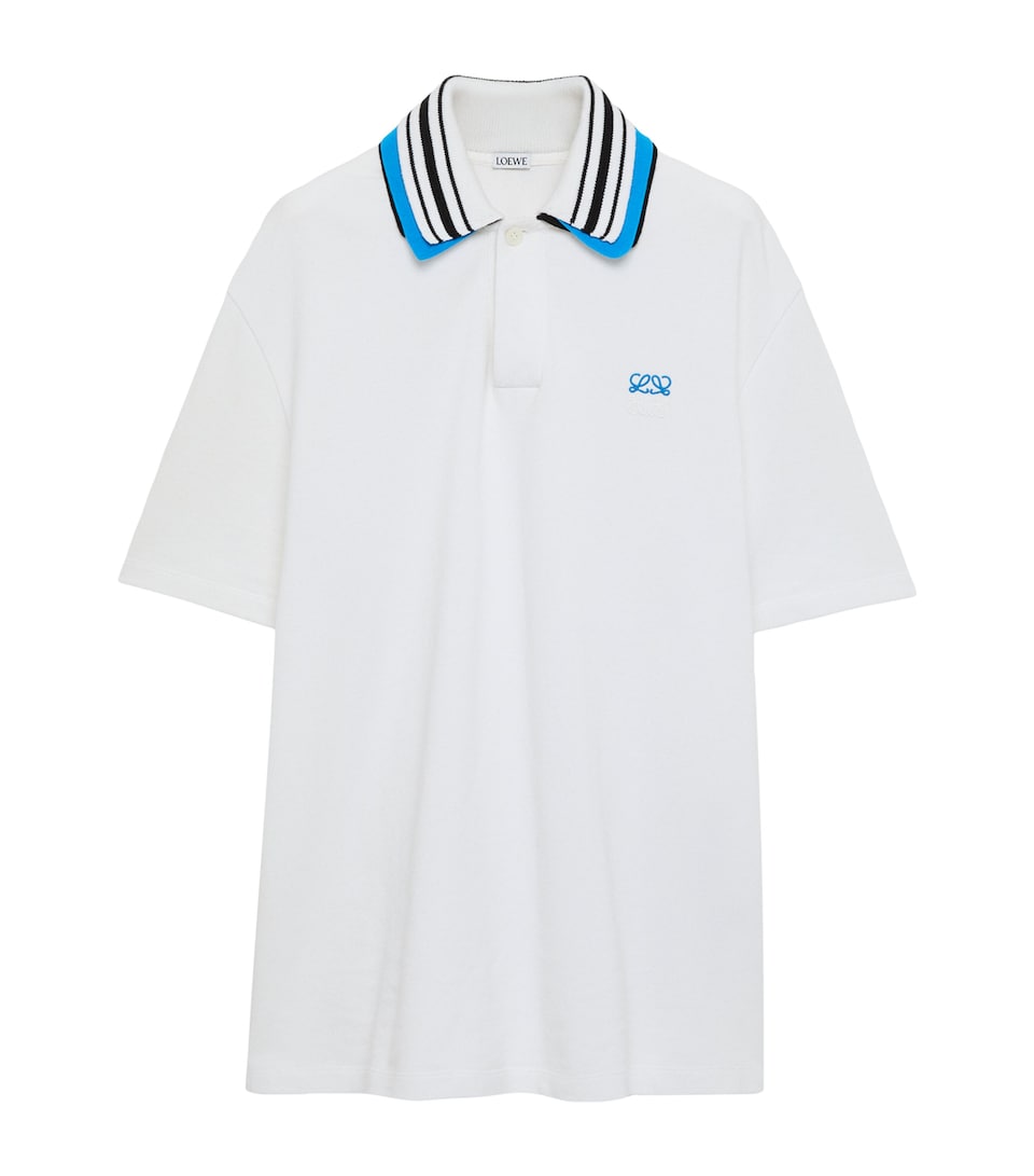 LOEWE Mens Stretch-Cotton Polo Shirt White