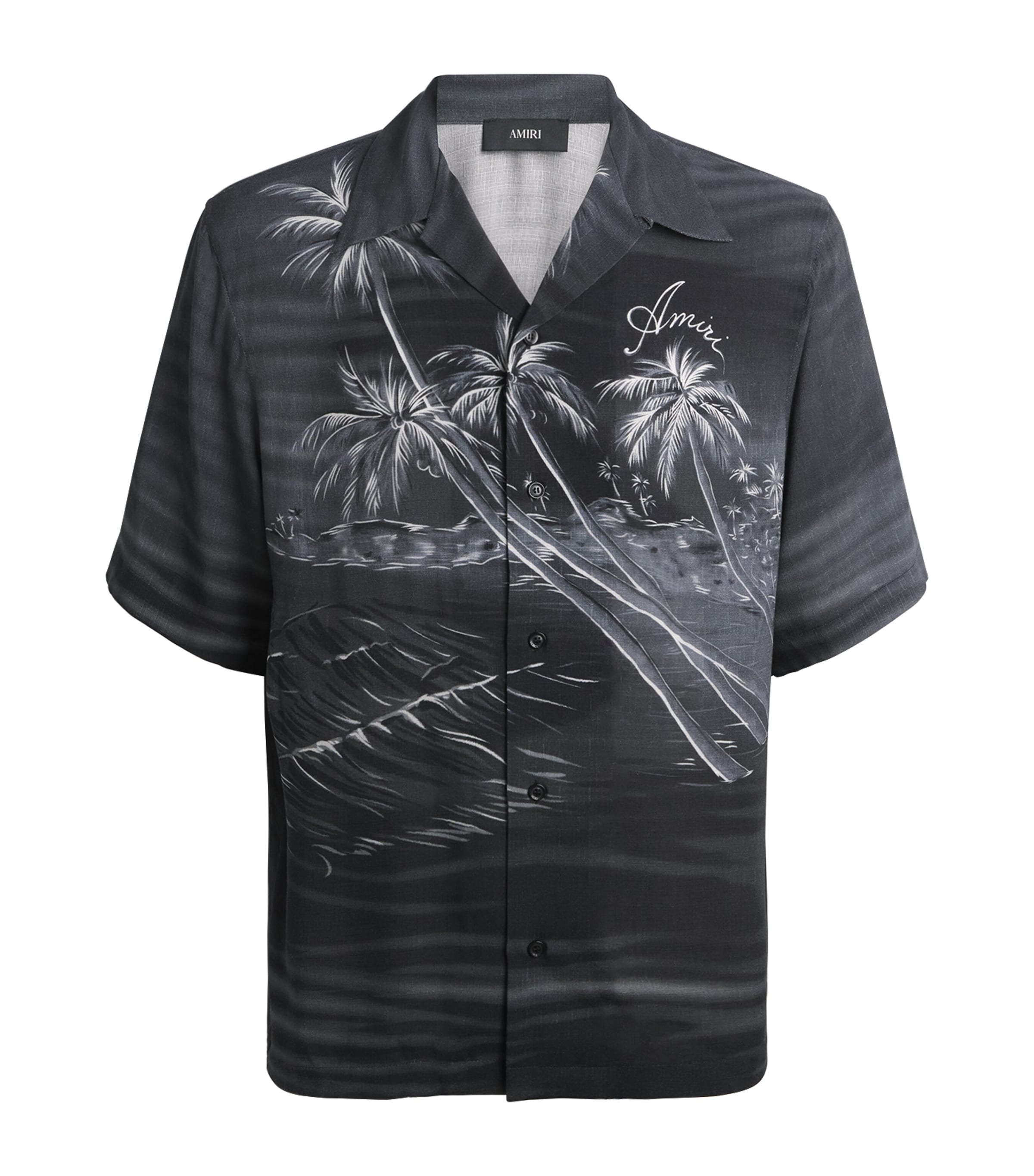 AMIRI Mens Palms Print Shirt Black