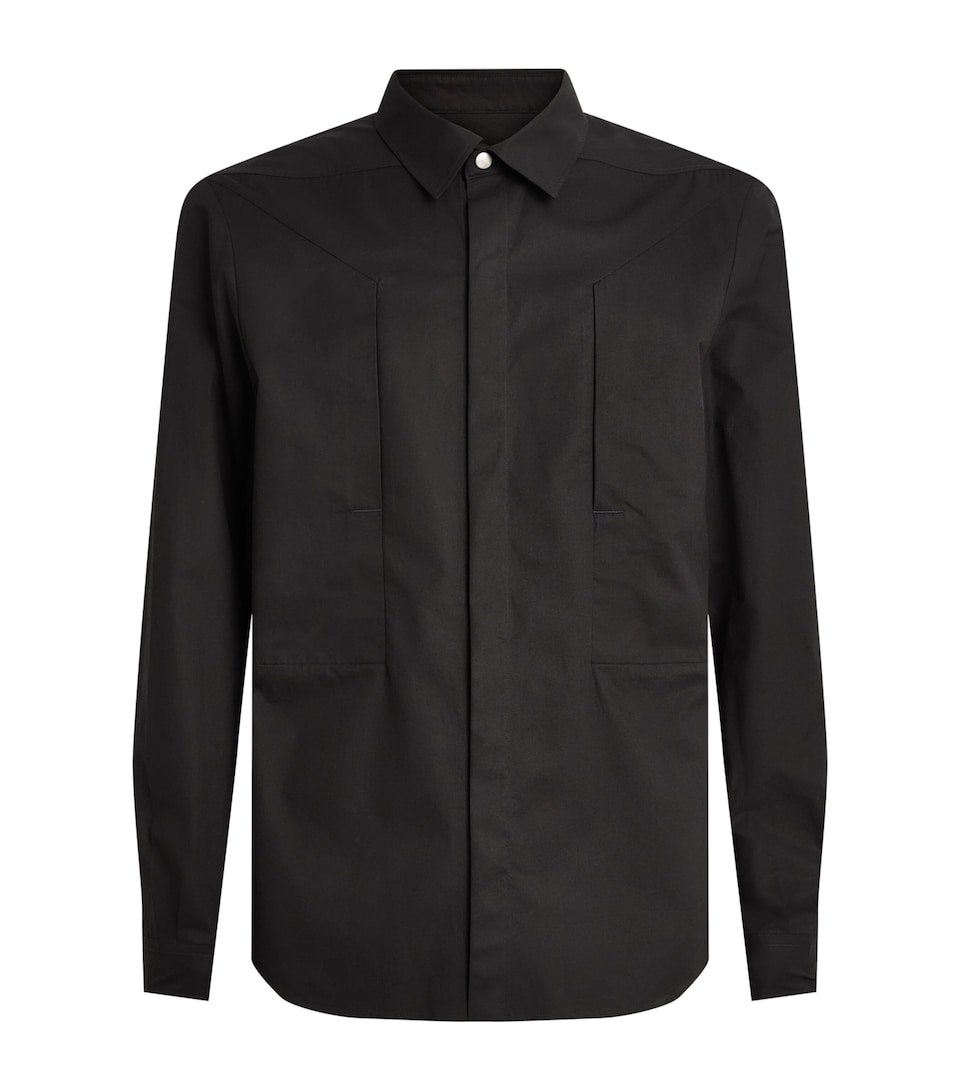Rick Owens Mens Cotton Fog Overshirt Black