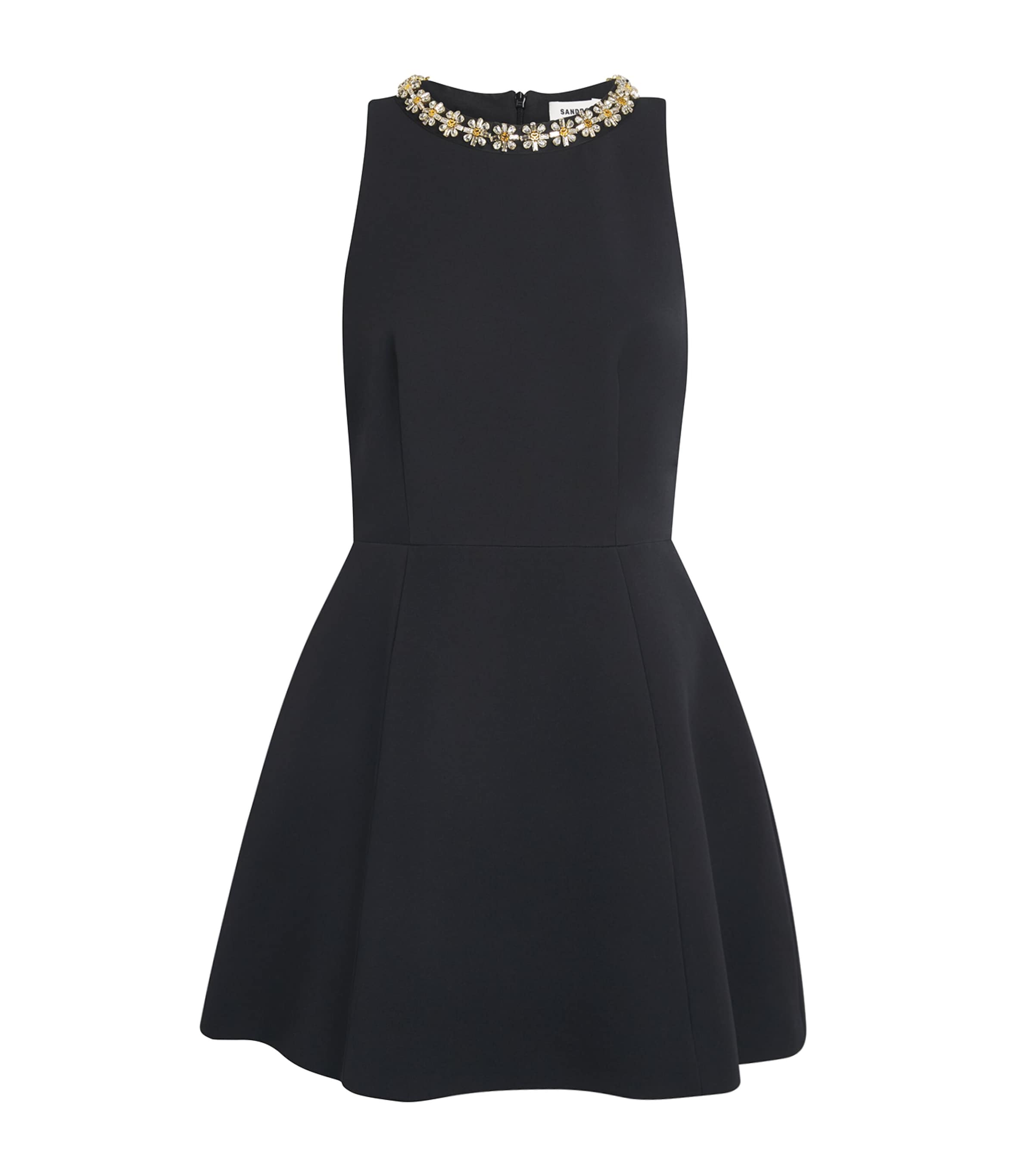 Sandro Paris Womens Crystal-Embellished Mini Dress Black