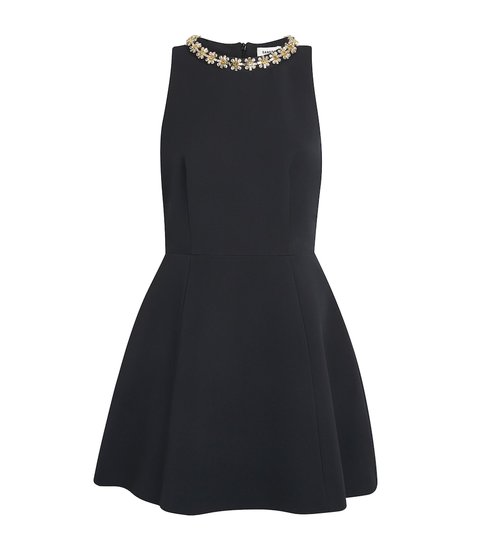 Sandro Paris Womens Crystal-Embellished Mini Dress Black