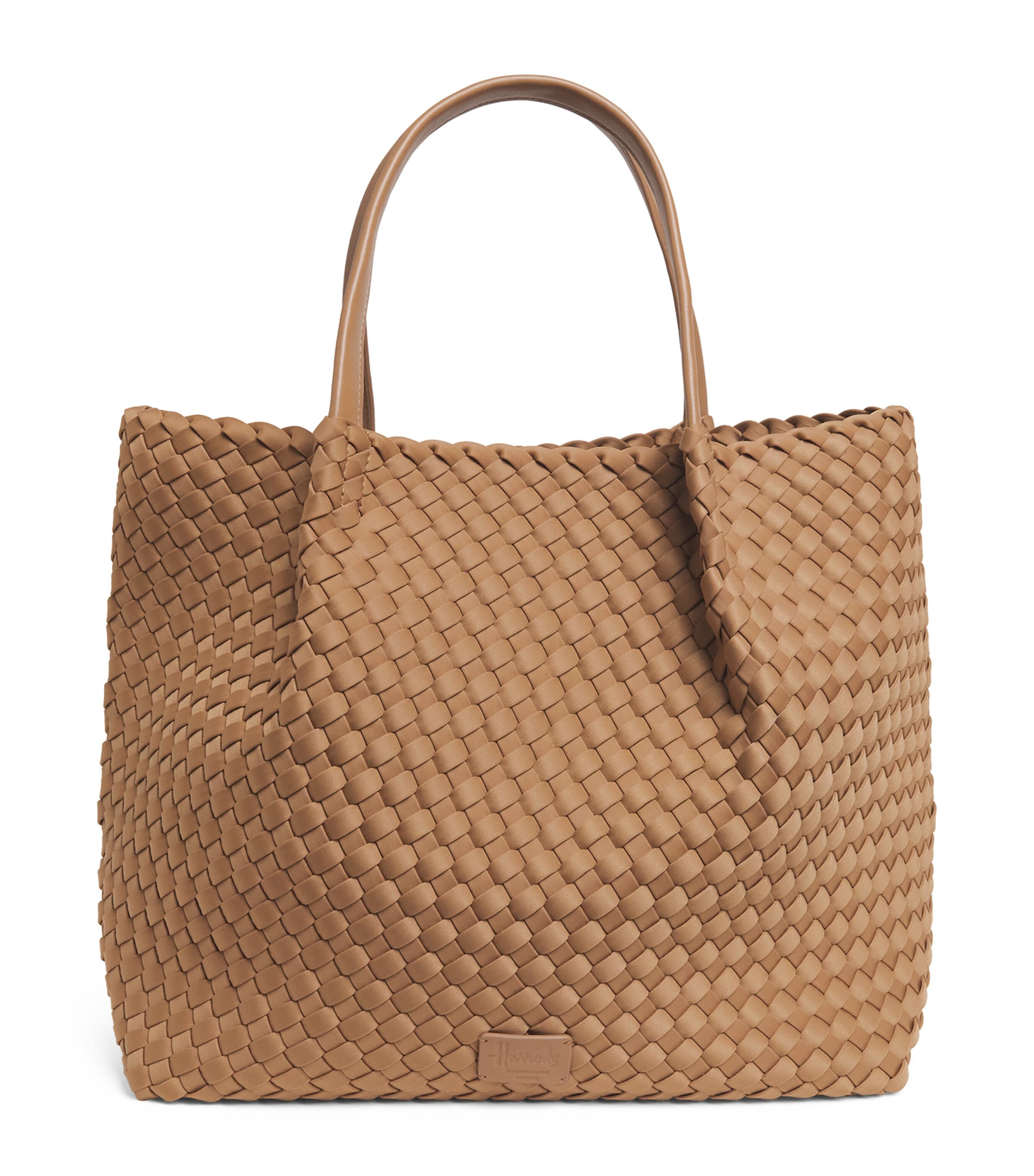 Harrods Neoprene Woven East-West Tote Bag Brown
