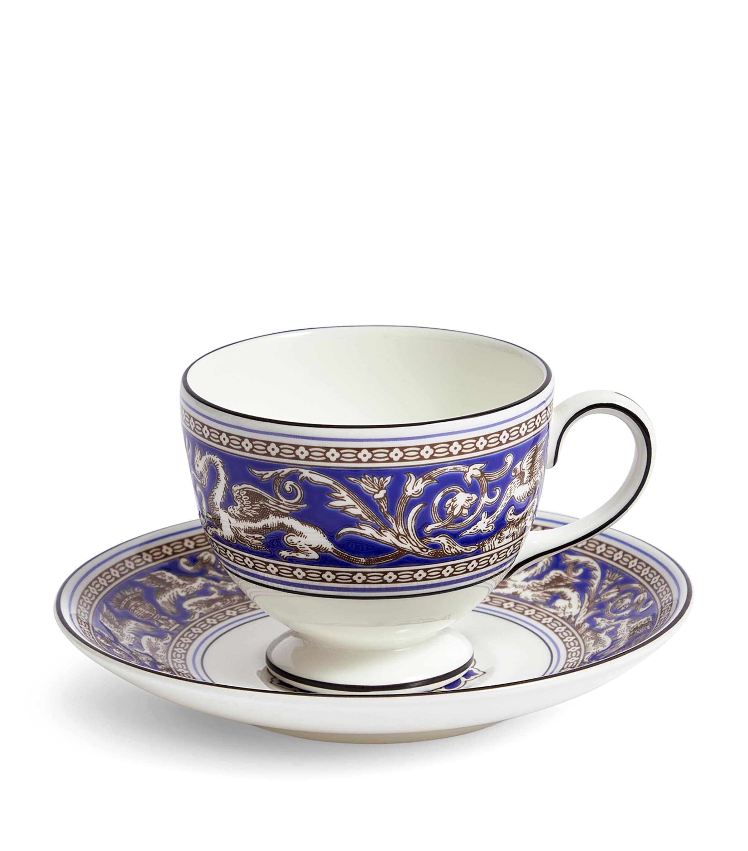 Wedgwood Florentine Marine Teacup & Saucer Blue