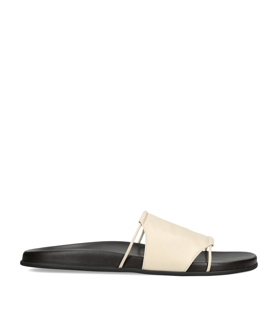 The Row Vivienne Leather Slides White