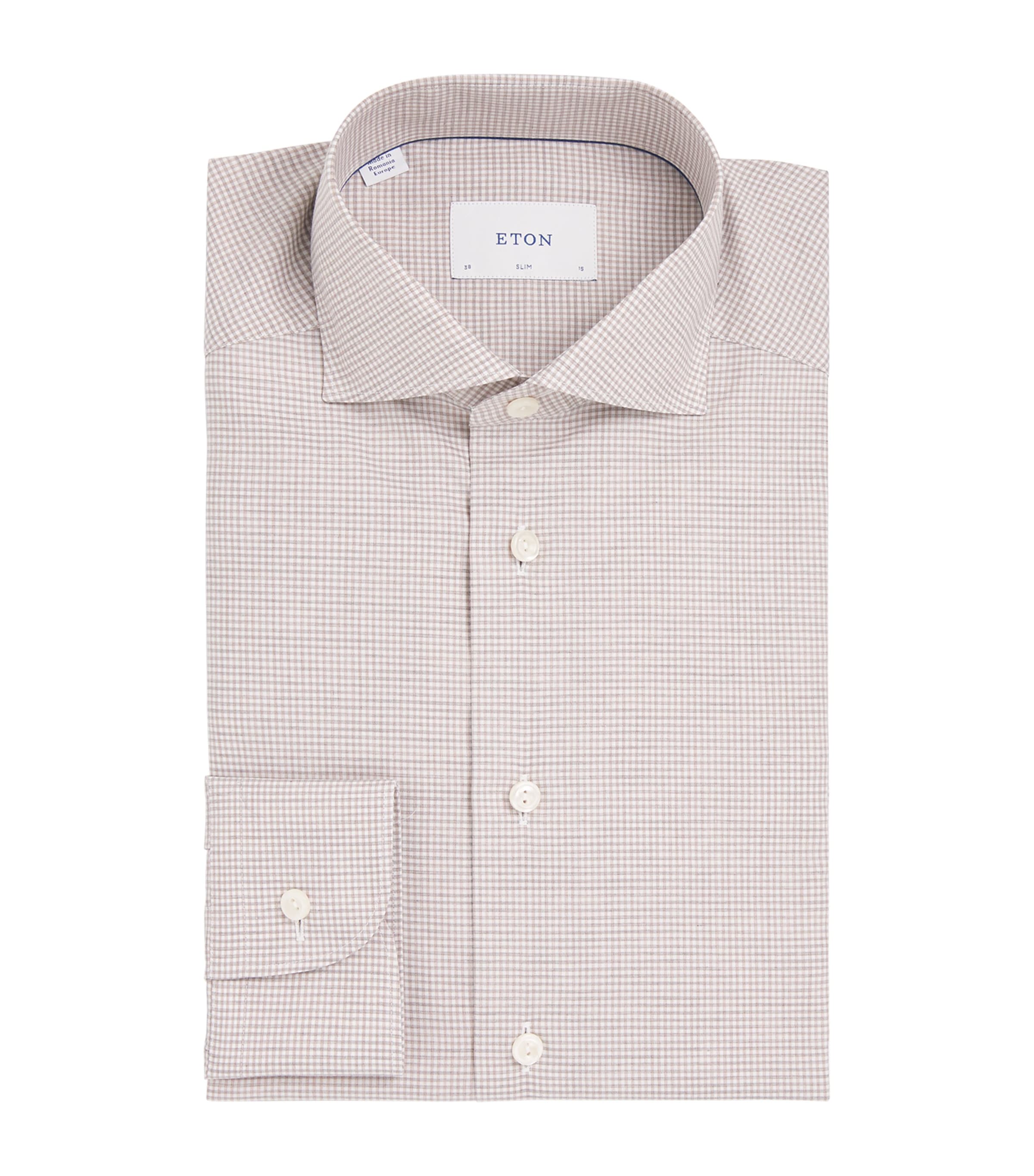 Cotton Twill Check Slim Shirt