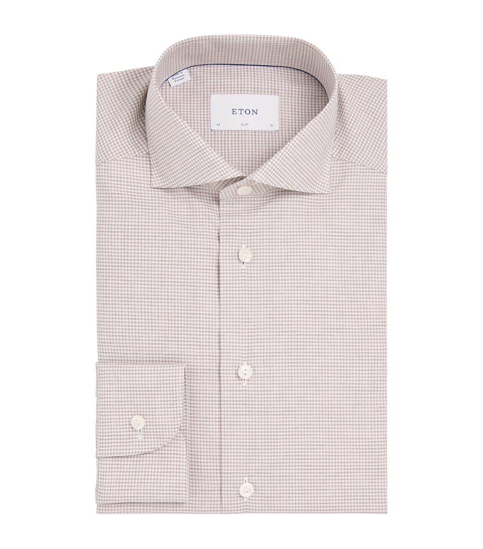 Cotton Twill Check Slim Shirt