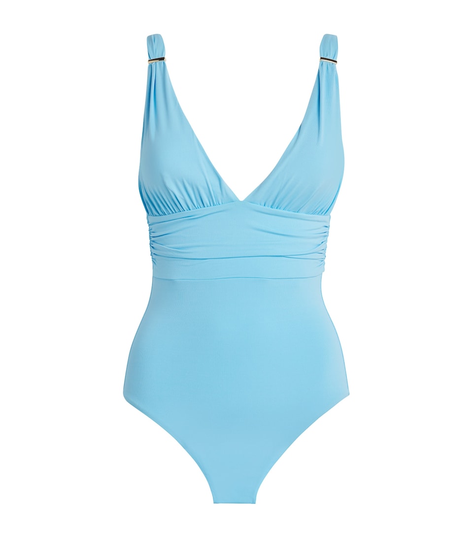 Melissa Odabash Womens Panarea V-Neck Swimsuit Celeste