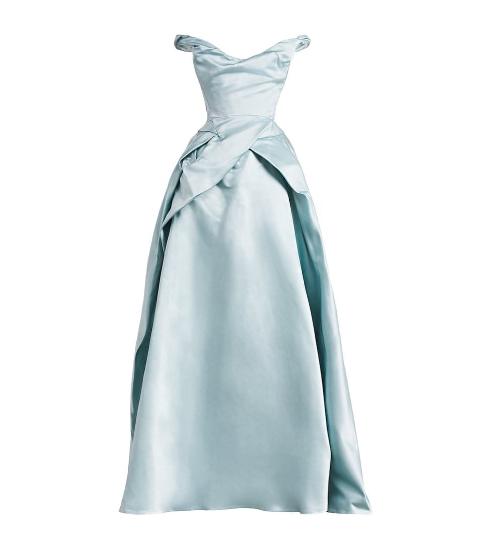 Vivienne Westwood Womens Silk Off-The-Shoulder Tabitha Gown Steel Blue