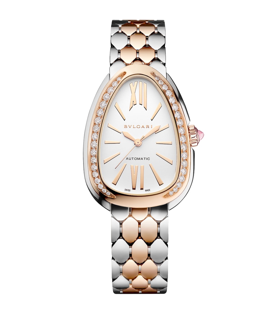 Stainless Steel, Rose Gold and Diamond Serpenti Seduttori Watch 34mm