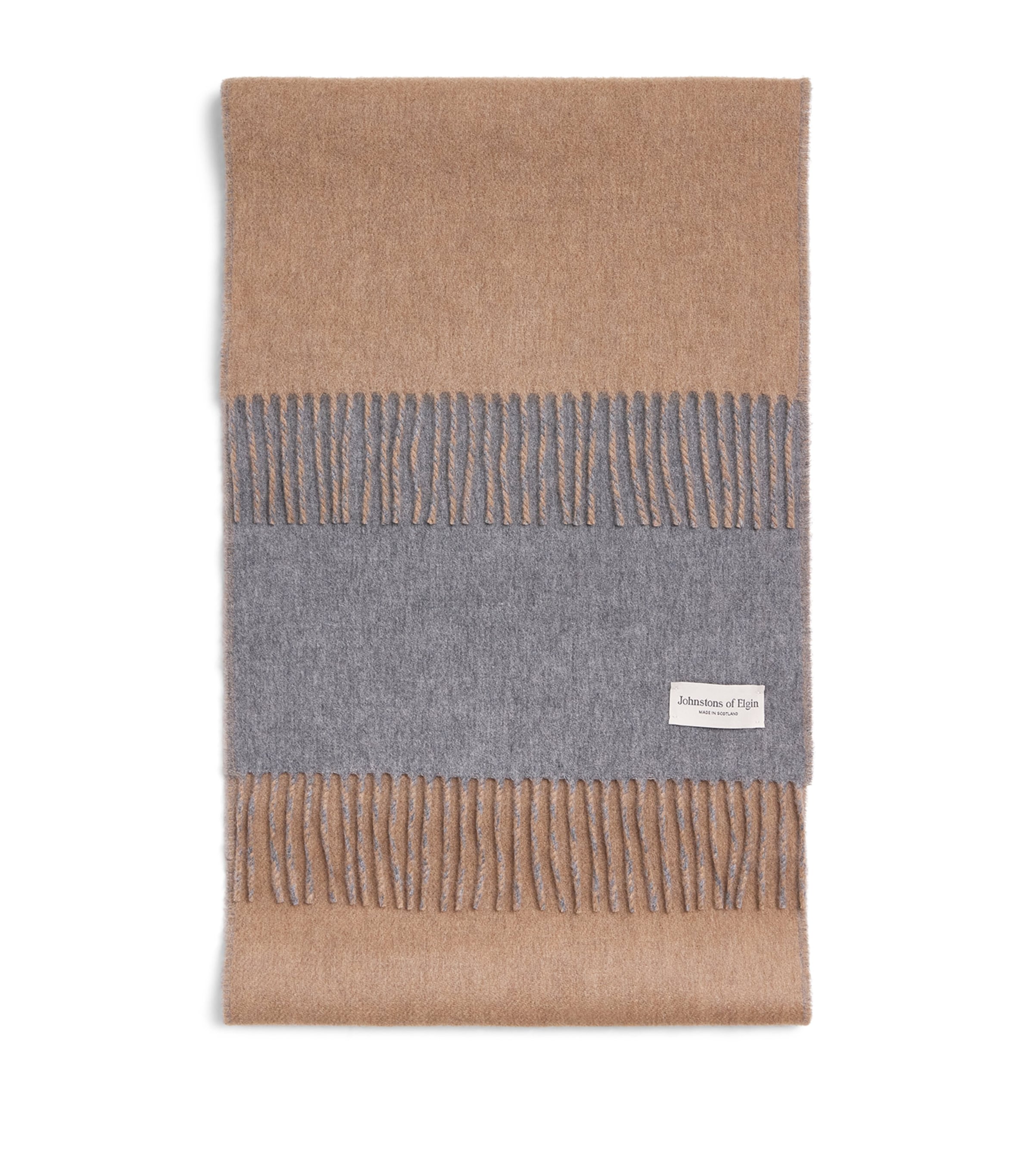 Johnstons Of Elgin Cashmere Double-Face Scarf Camel/grey
