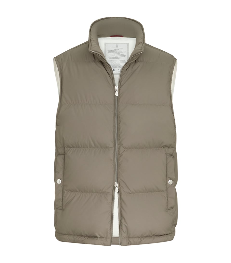 Brunello Cucinelli Mens Quilted Packable Hood Gilet