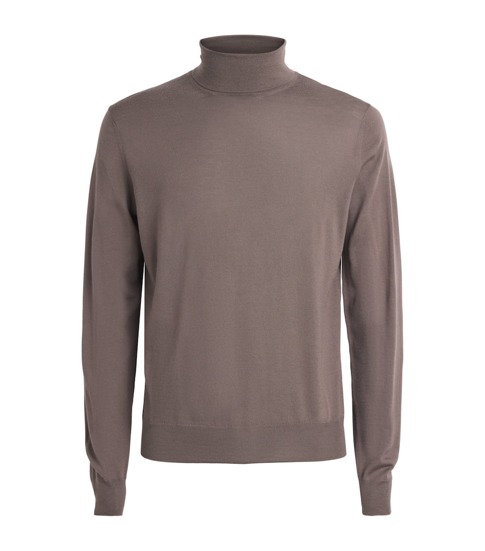 Corneliani Mens Merino Rollneck Sweater Brown