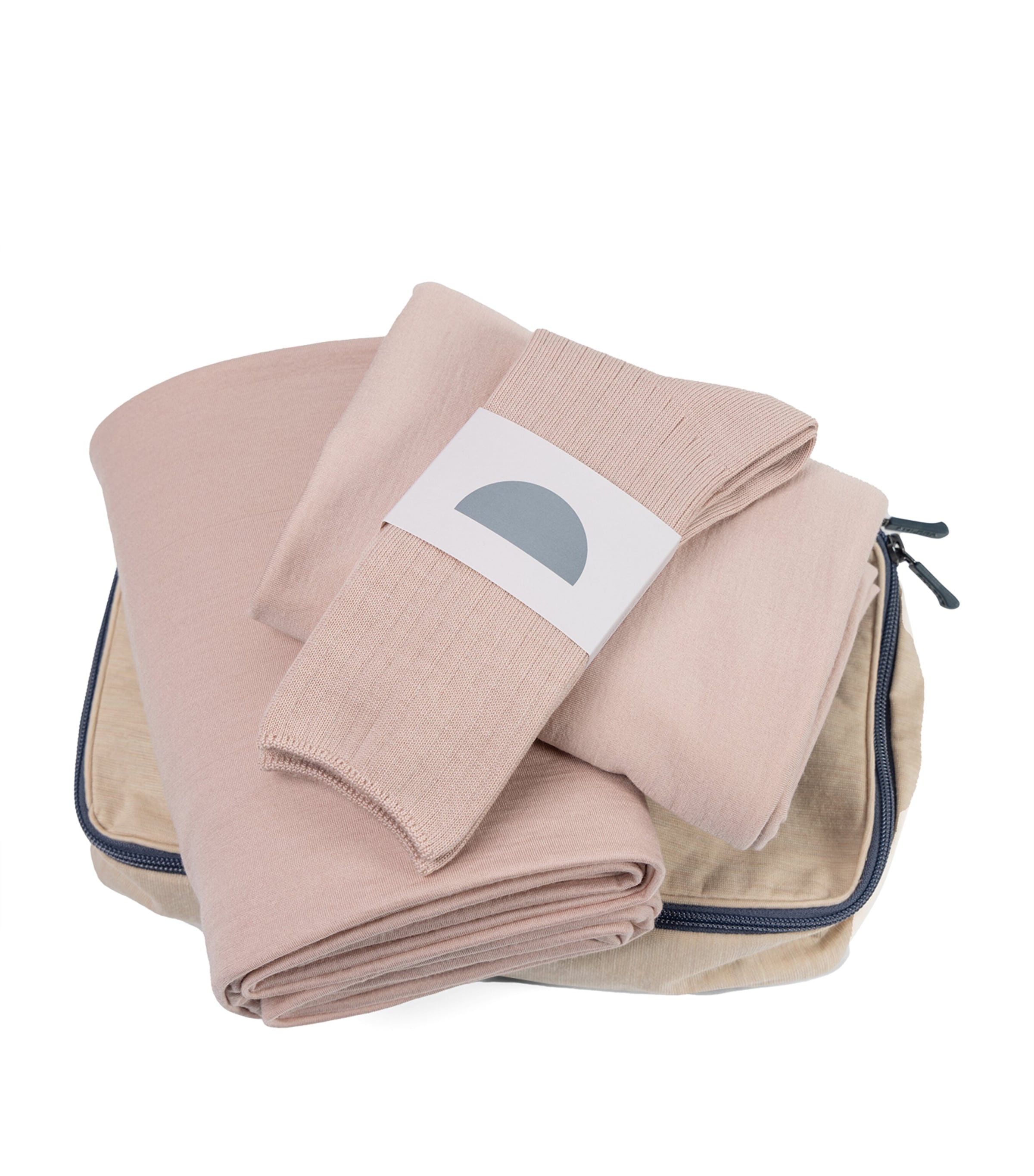 SHLEEP Merino Jersey Pillow, Blanket and Socks Travel Set Dusty Rose