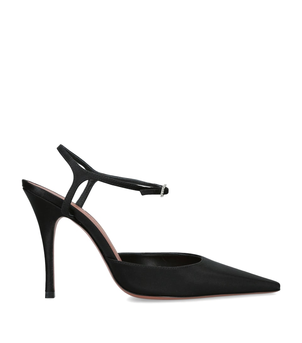 Amina Muaddi Satin Carolyn Pumps 100 Black