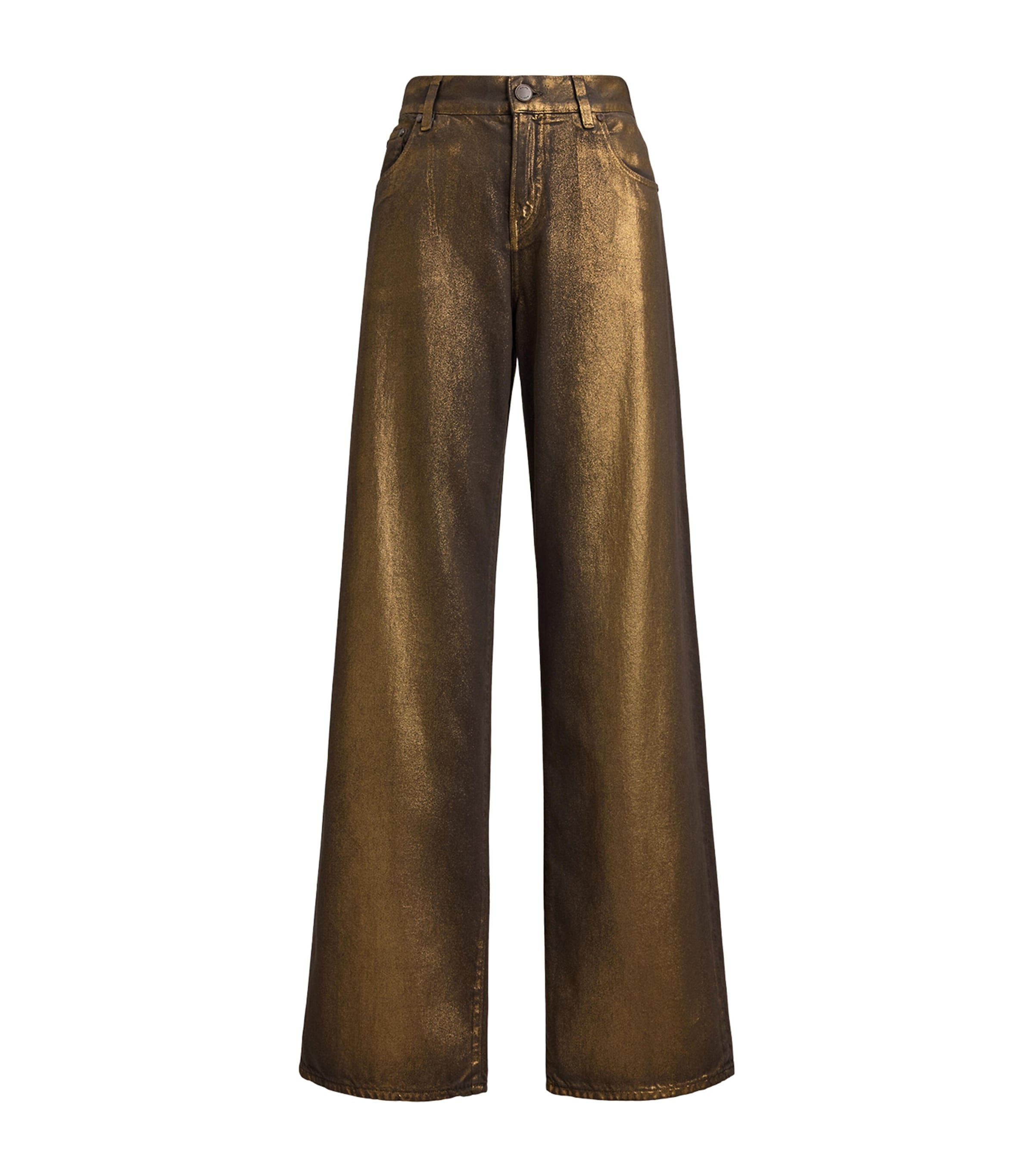 Ralph Lauren Collection Womens Metallic Foil Mercer Jeans Bronze